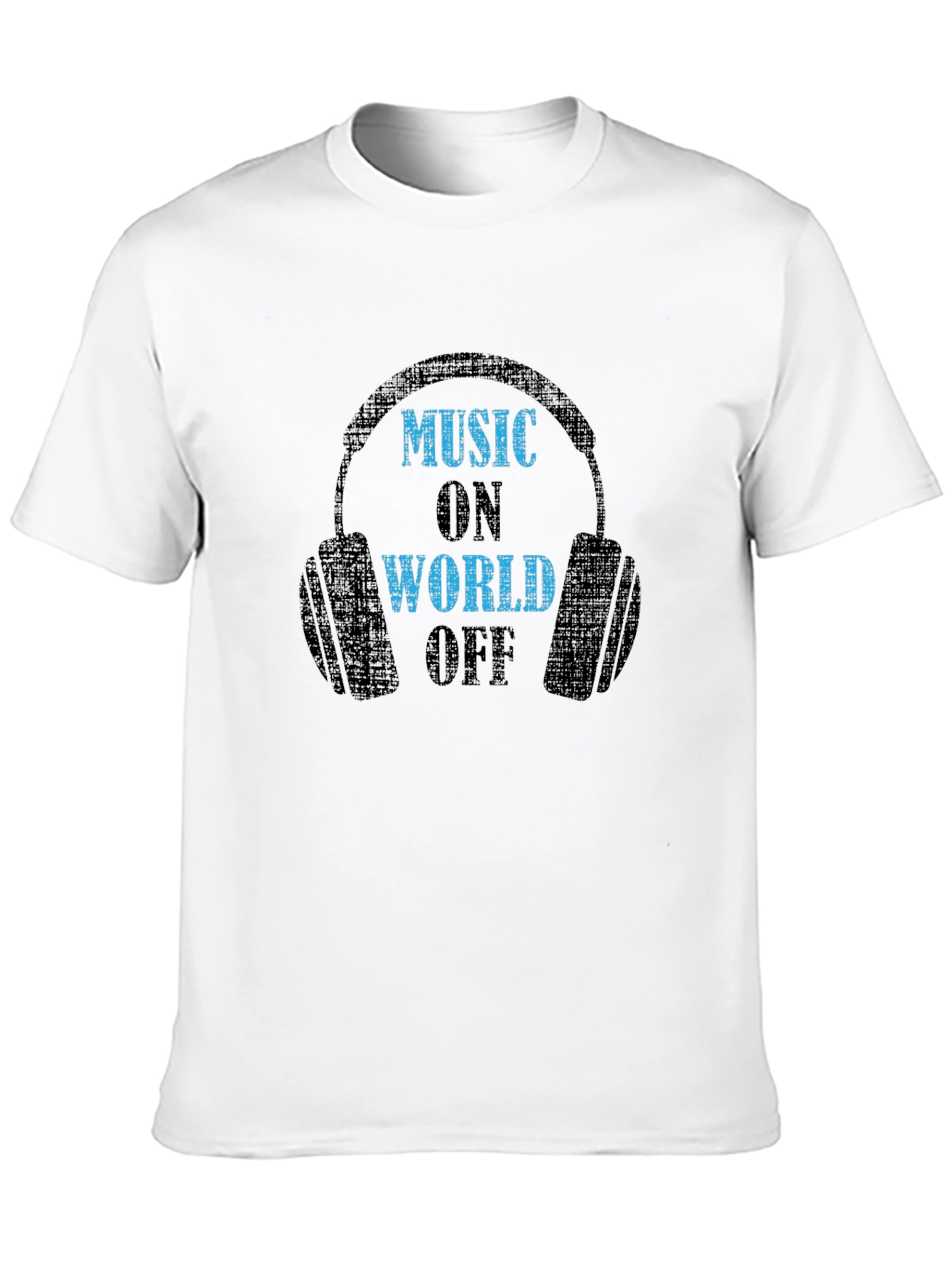 Music On World Off Black Graphic Tee
