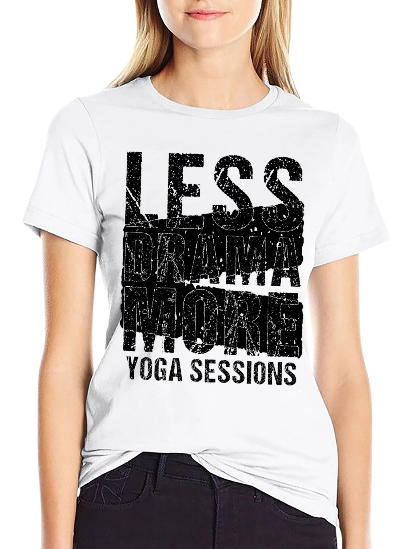 Less Drama More Yoga Black Graphic Tee