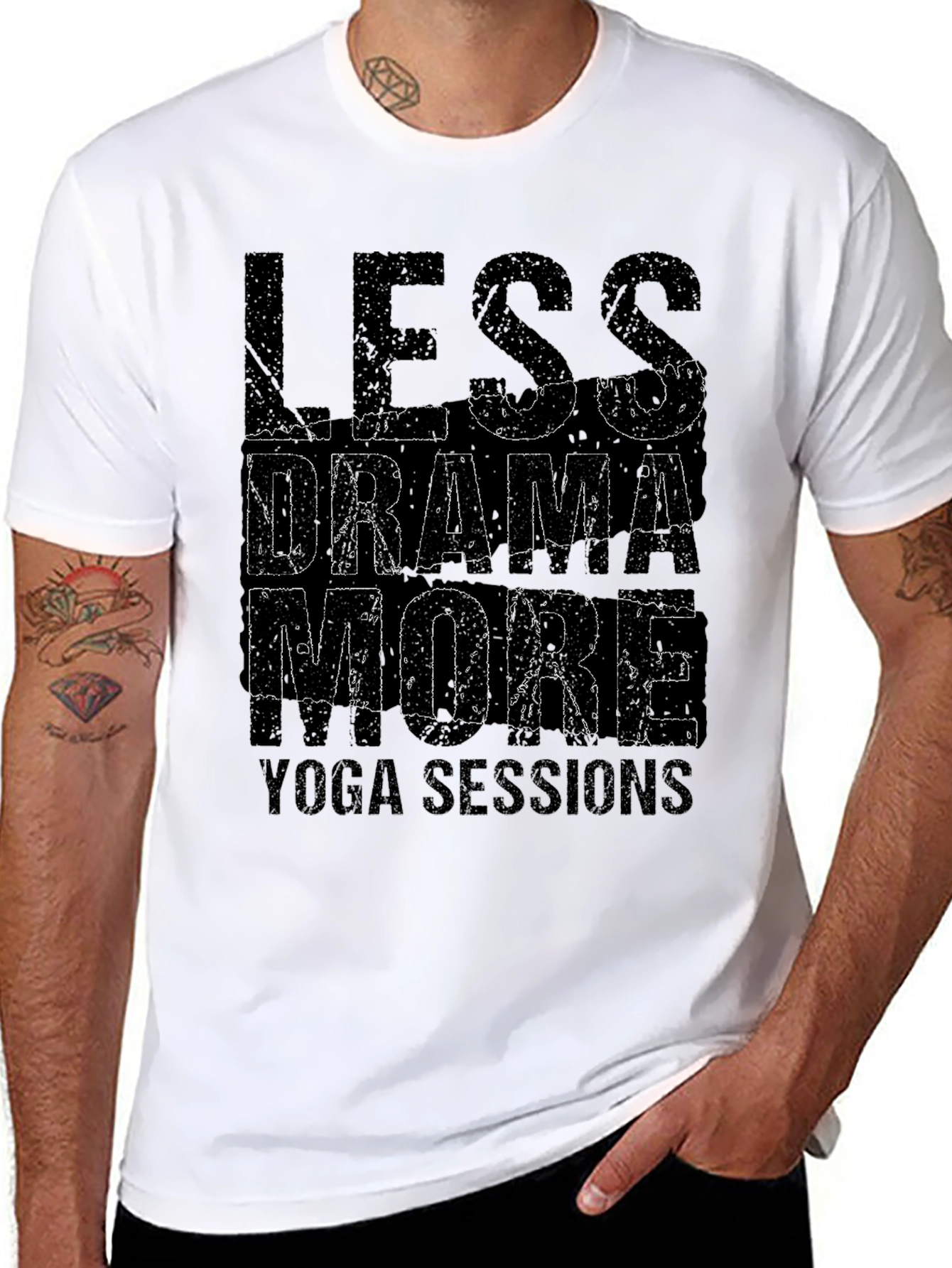 Less Drama More Yoga Black Graphic Tee