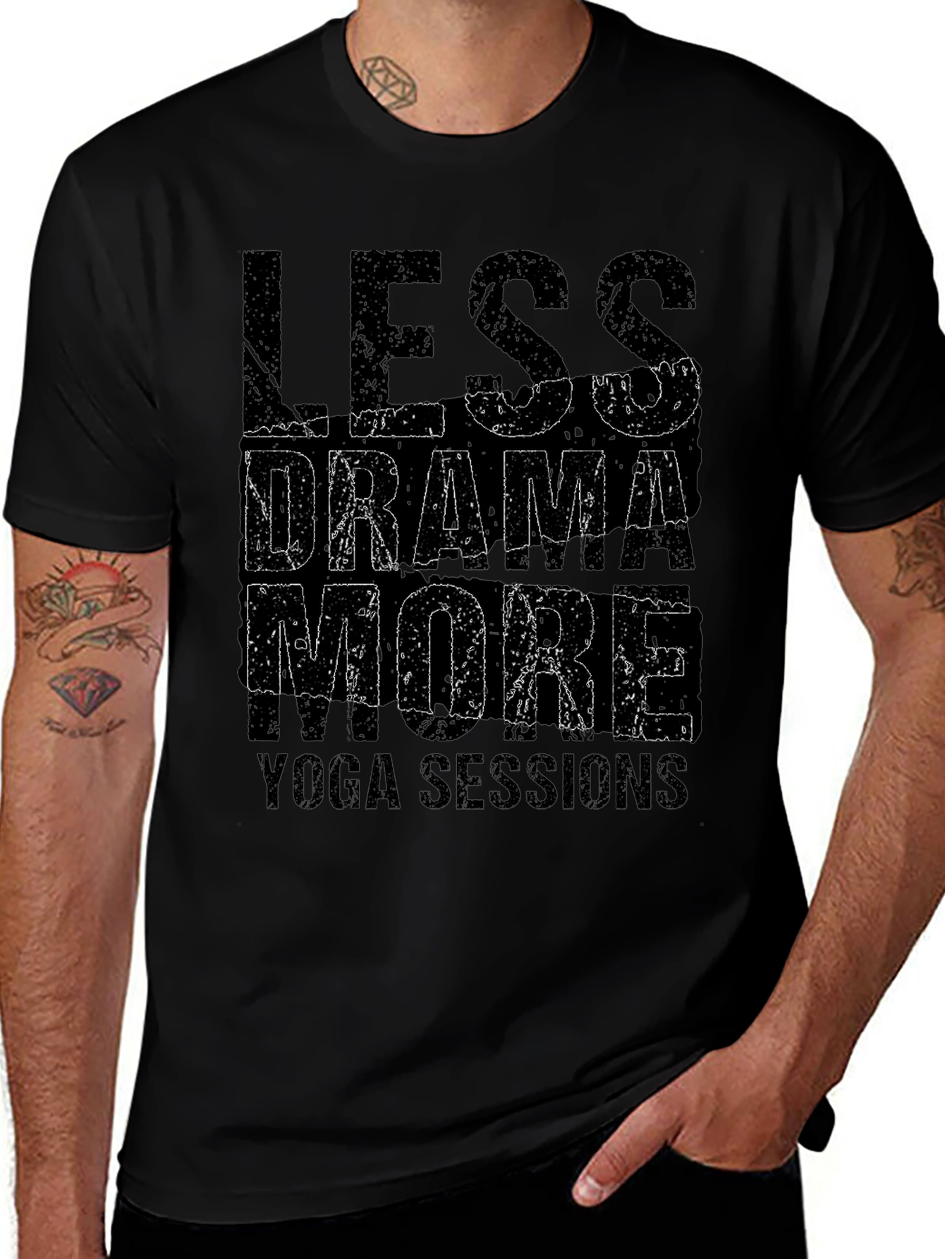 Less Drama More Yoga Black Graphic Tee