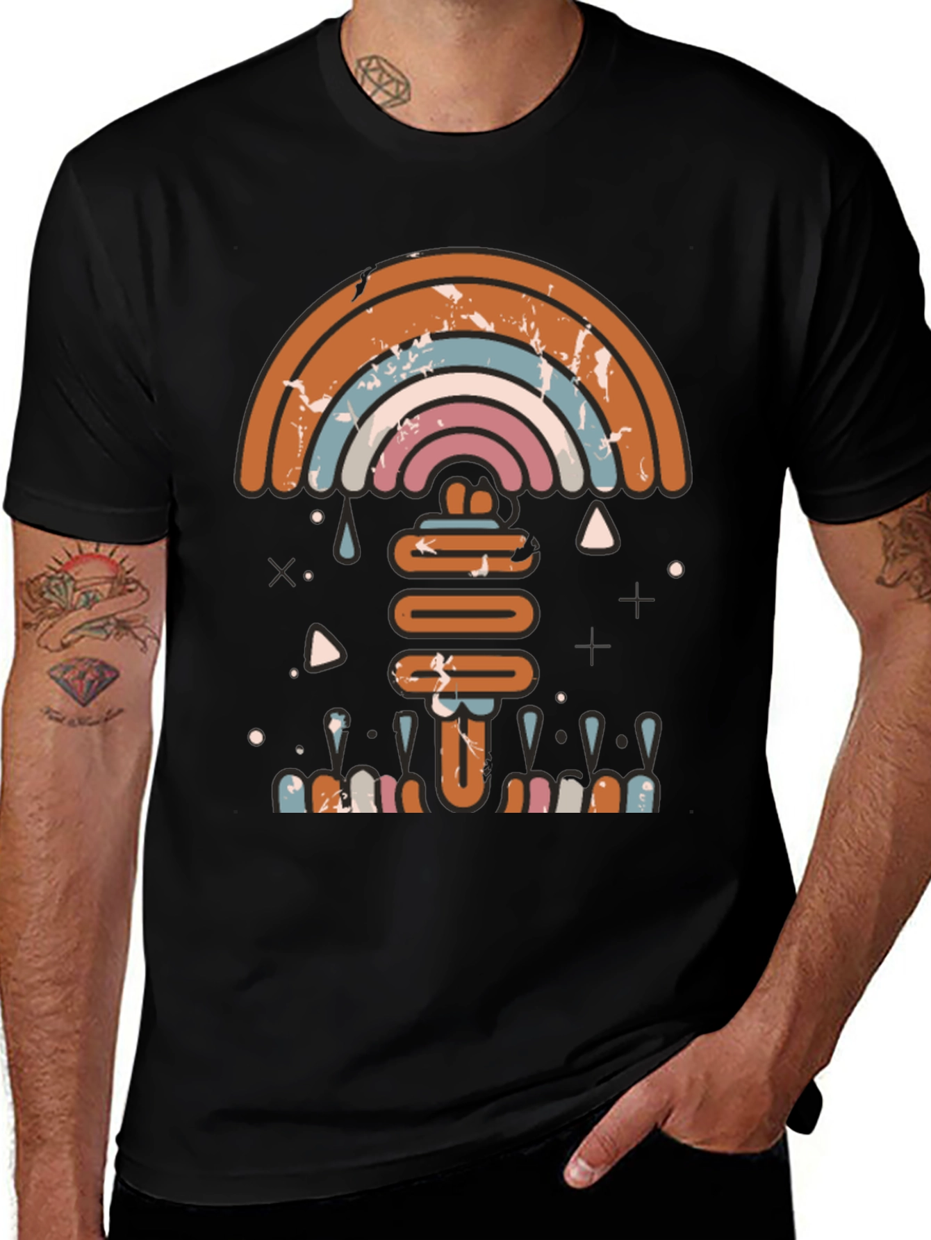 Retro Rainbow Graphic Tee - Stylish Comfort