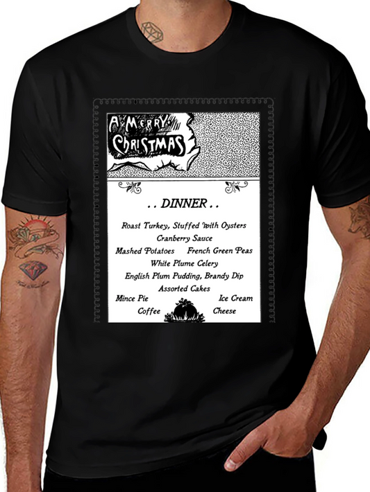 Vintage Christmas Dinner Menu Graphic Tee