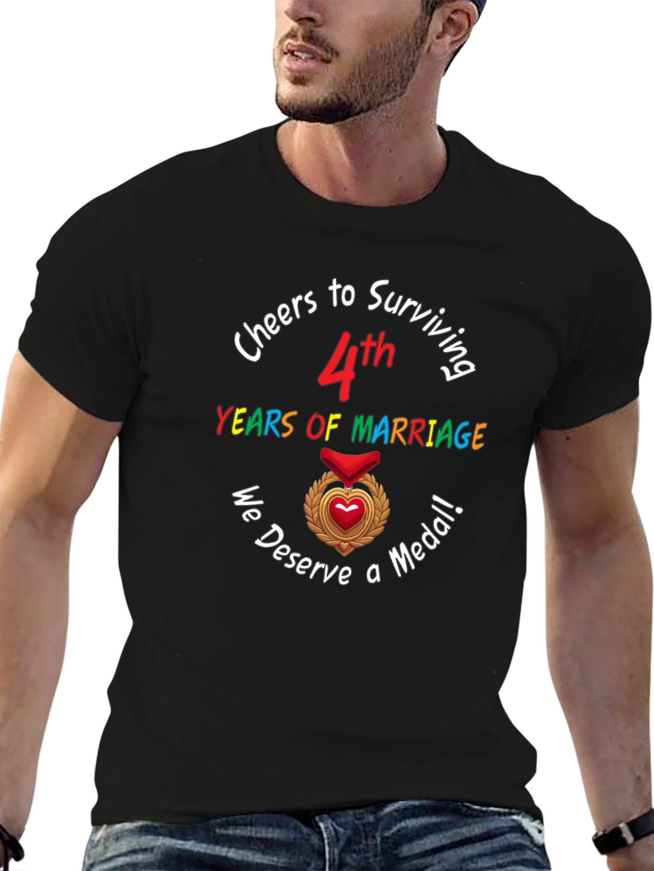 4th Anniversary T-Shirt: Cheers to Surviving Marriage!