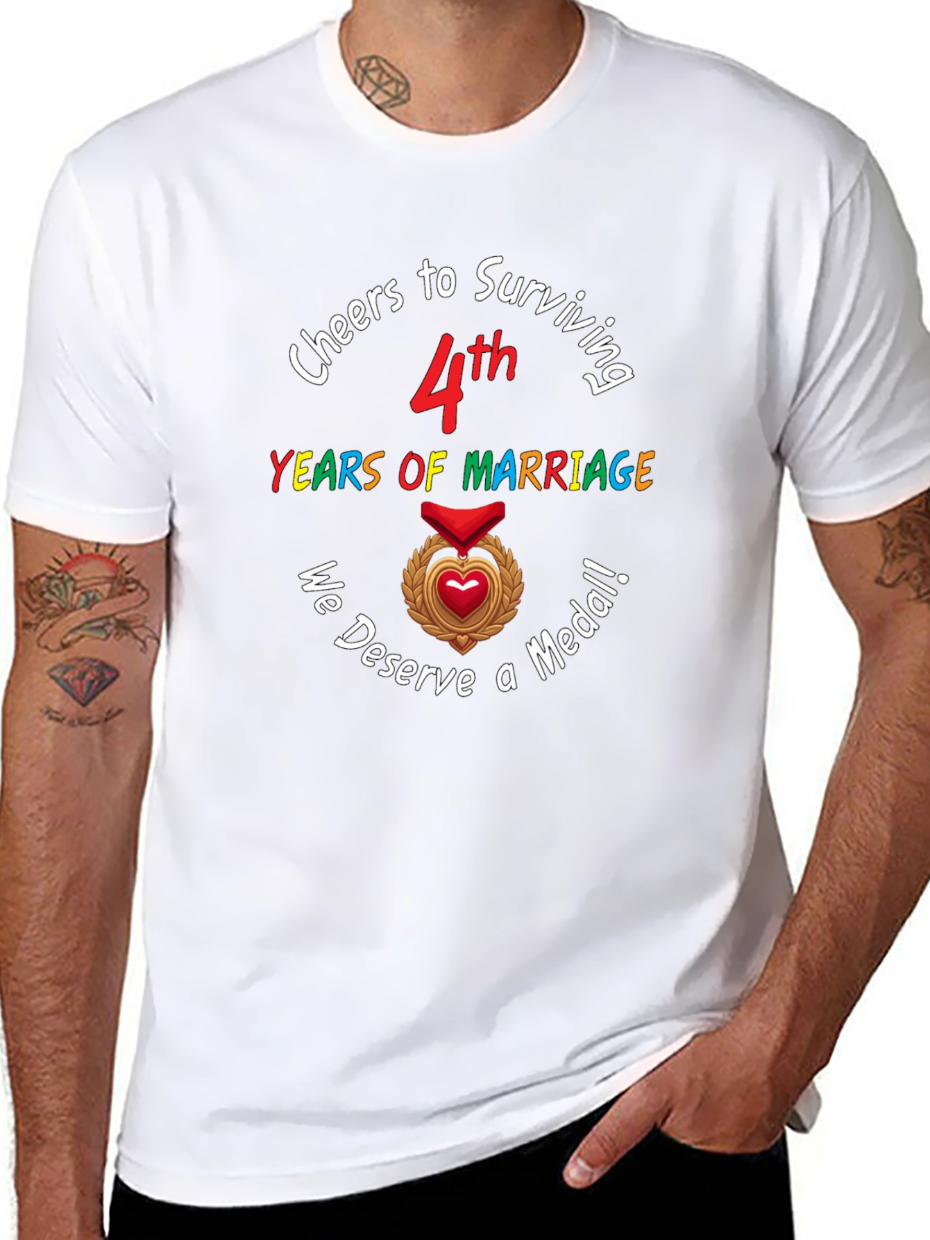 4th Anniversary T-Shirt: Cheers to Surviving Marriage!