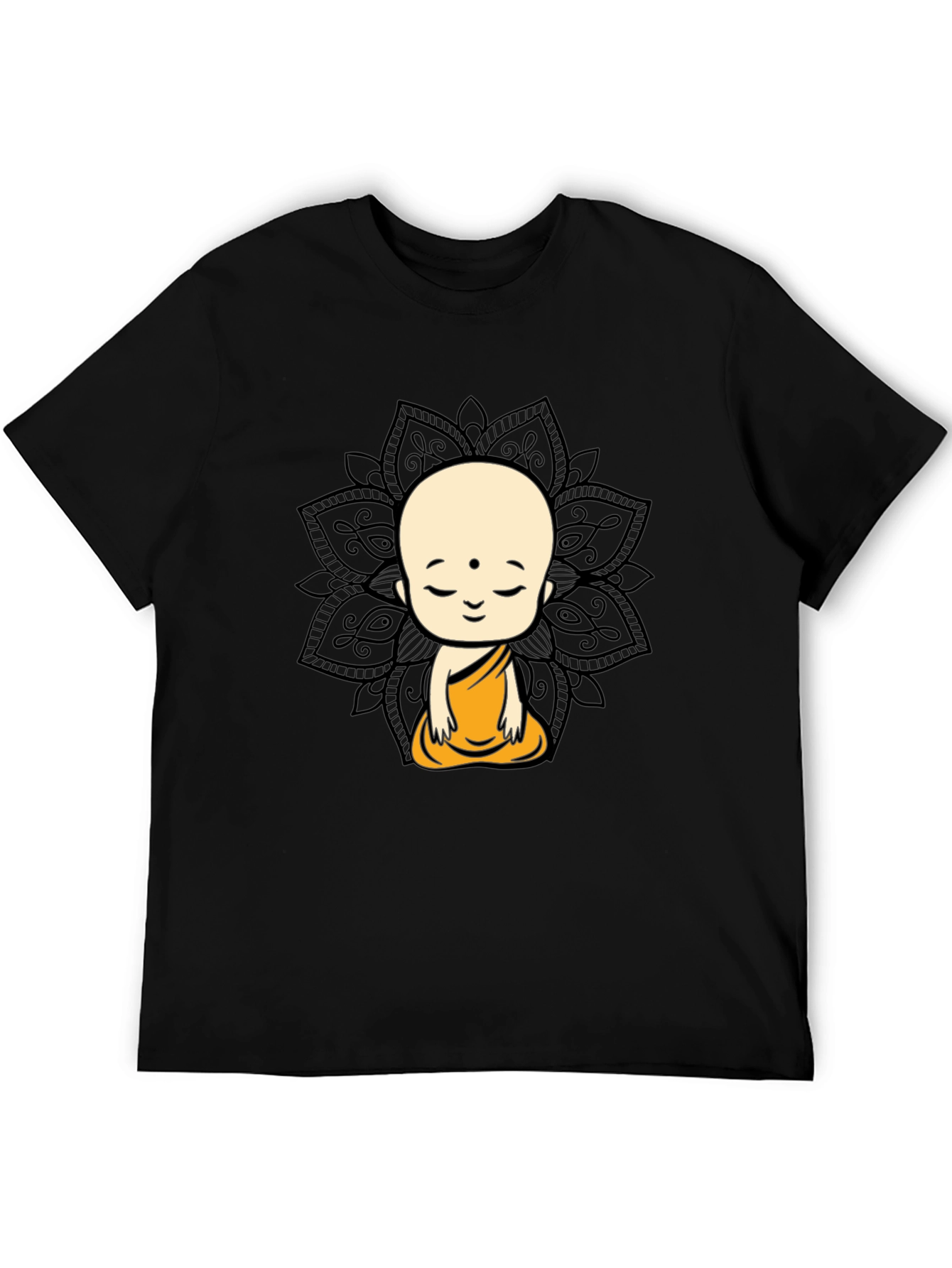 Meditating Buddha Graphic Tee - Black Cotton T-Shirt