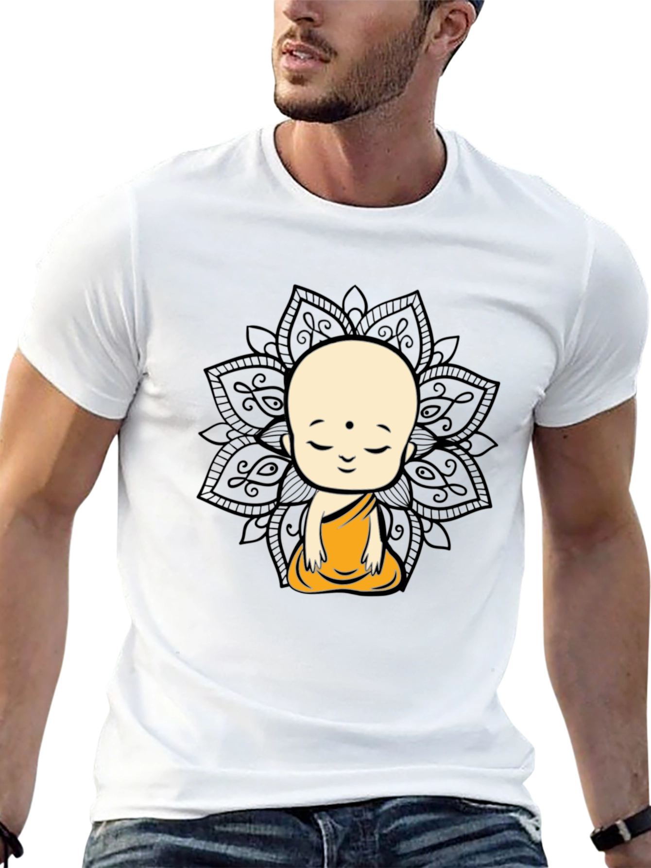 Meditating Buddha Graphic Tee - Black Cotton T-Shirt