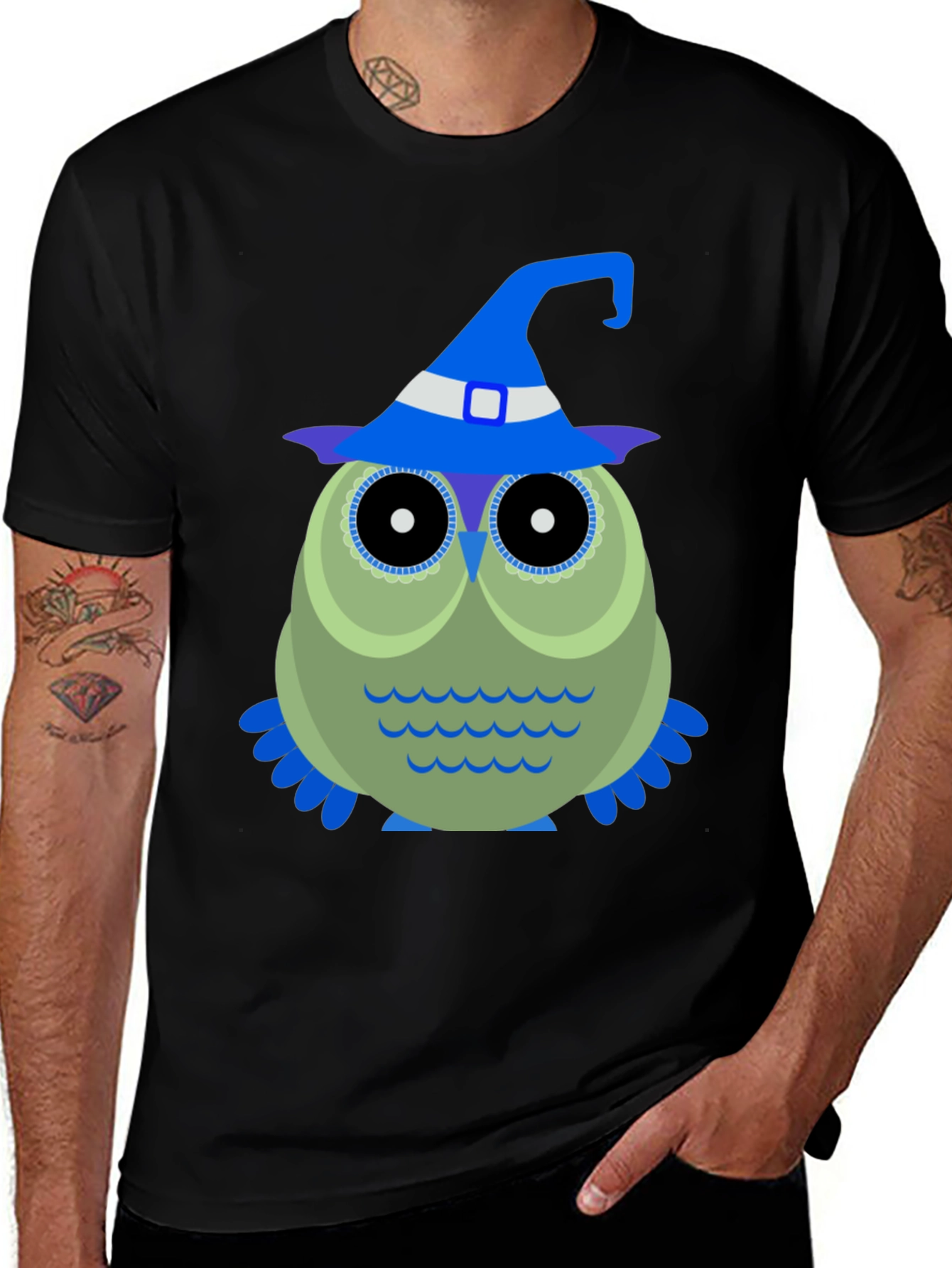 Owl Witch Hat T-Shirt - Halloween Tee