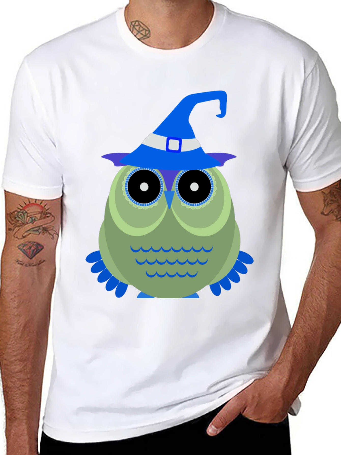 Owl Witch Hat T-Shirt - Halloween Tee
