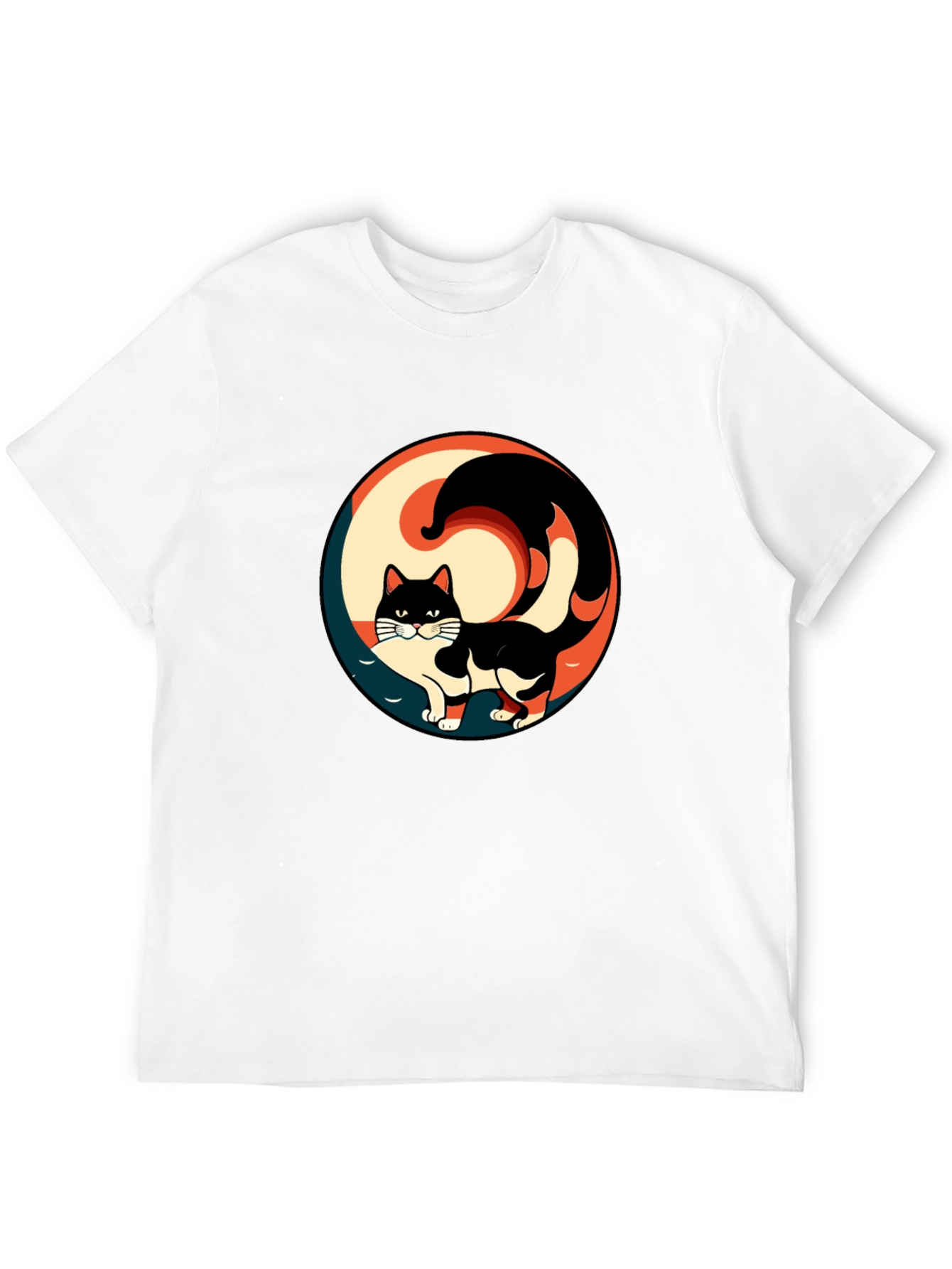 Yin Yang Cat Graphic Tee - Stylish Black T-Shirt