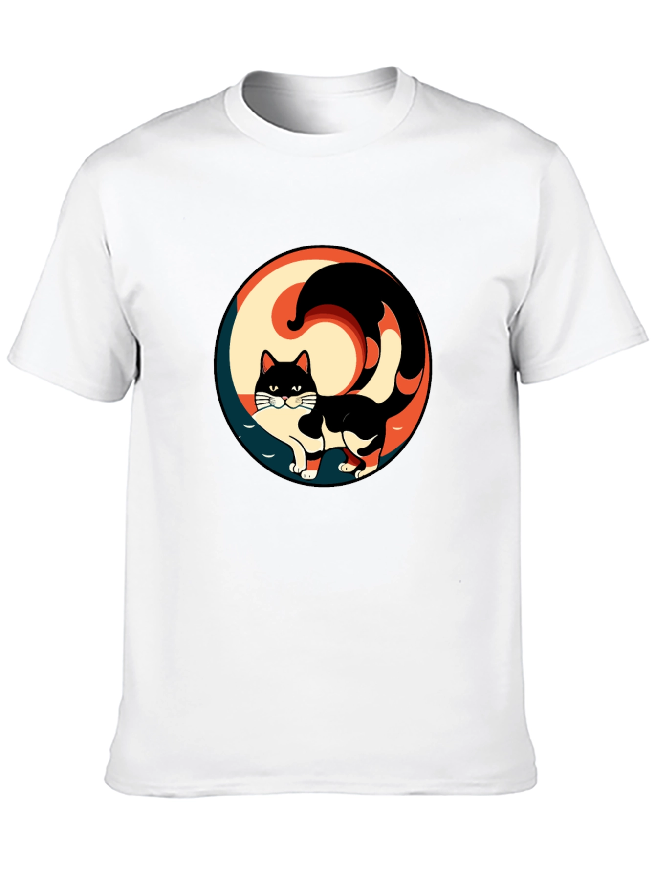 Yin Yang Cat Graphic Tee - Stylish Black T-Shirt
