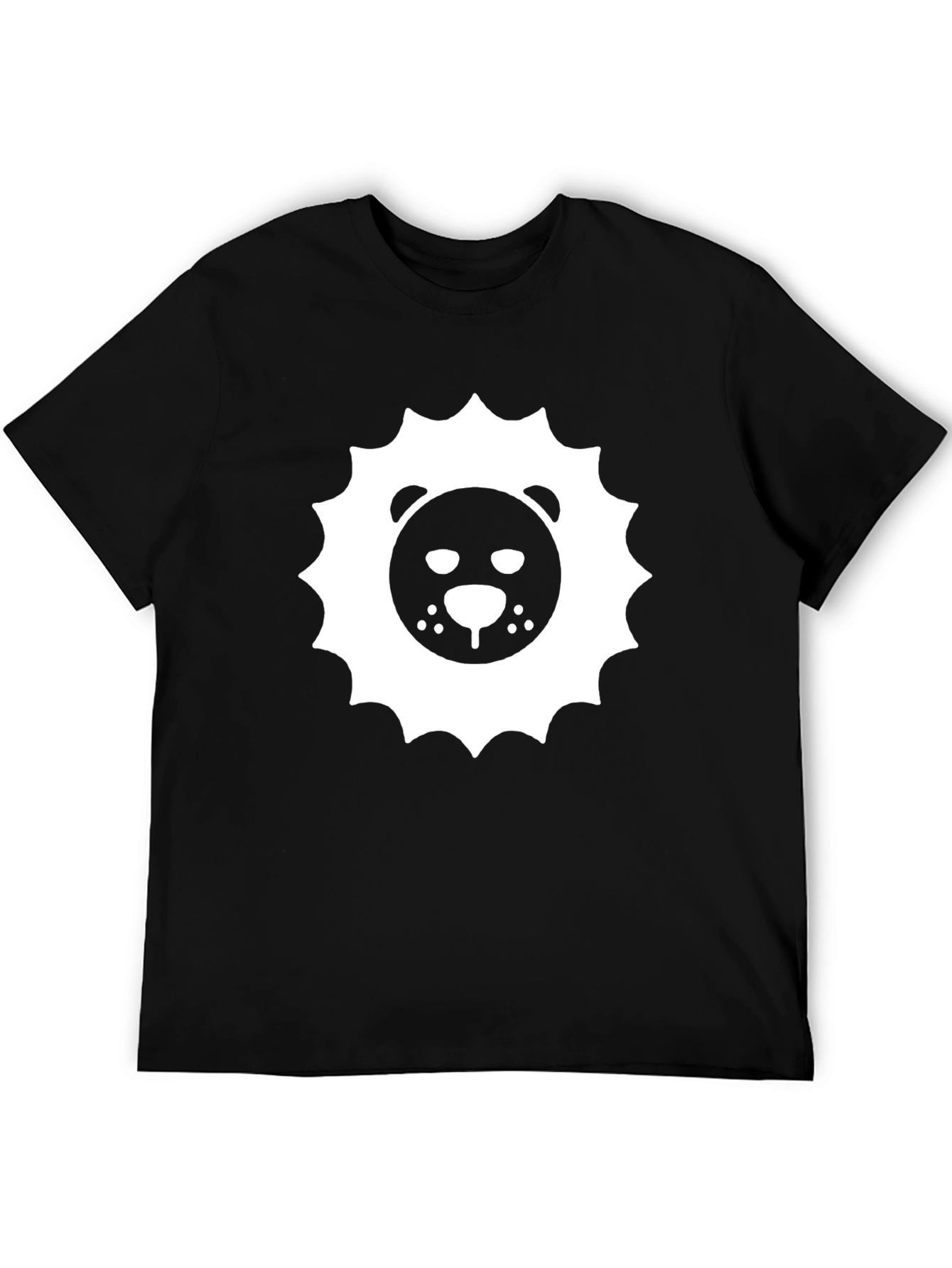 Lion Face Graphic Print Black T-Shirt