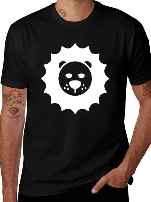 Lion Face Graphic Print Black T-Shirt