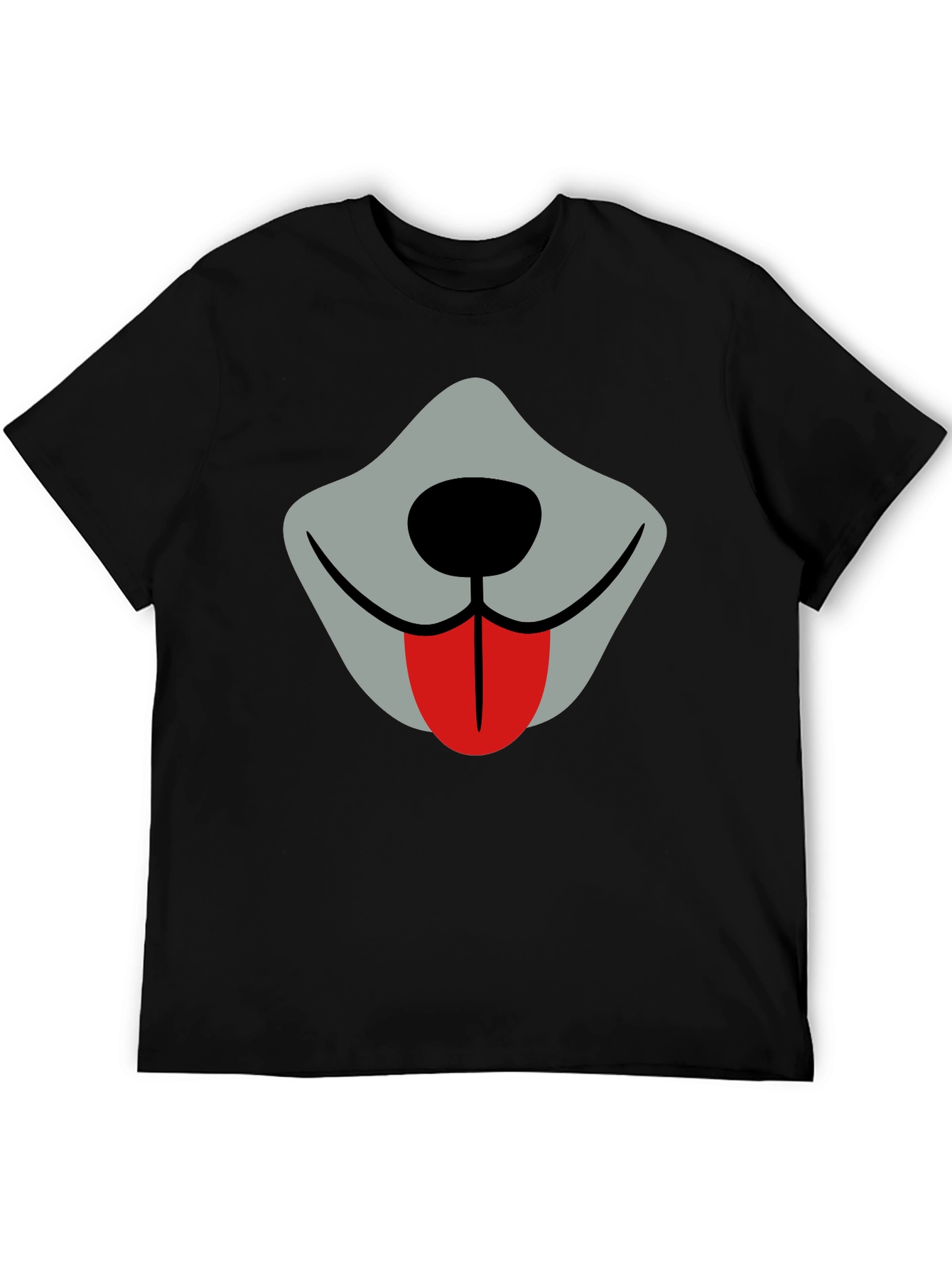 Funny Dog Face Graphic Tee - Black Crew Neck