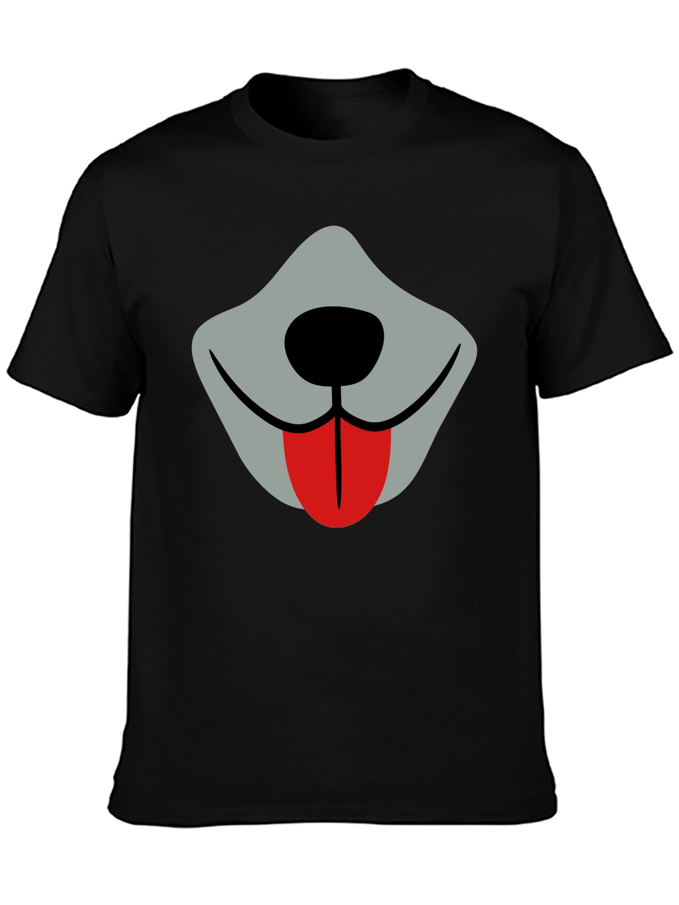 Funny Dog Face Graphic Tee - Black Crew Neck