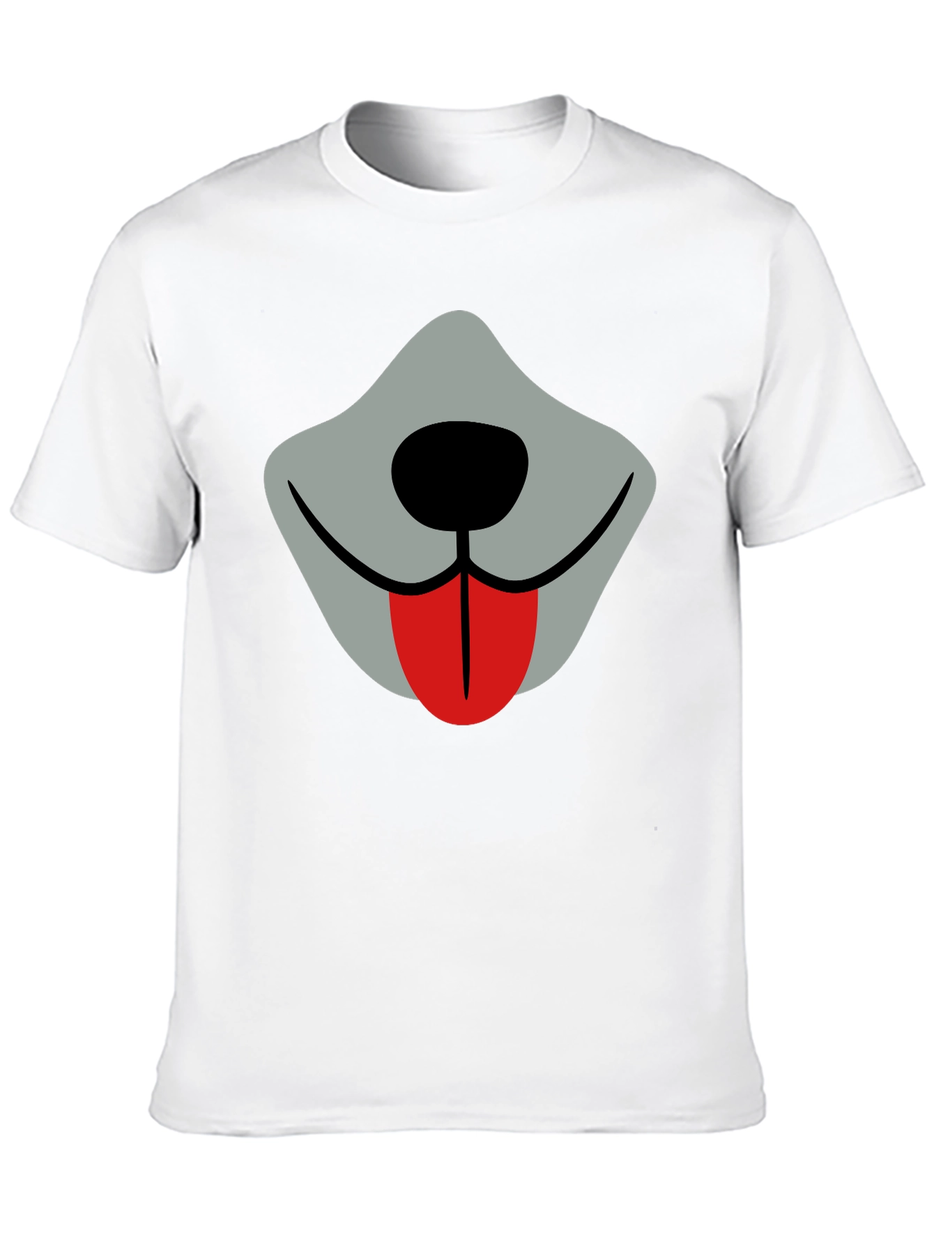 Funny Dog Face Graphic Tee - Black Crew Neck