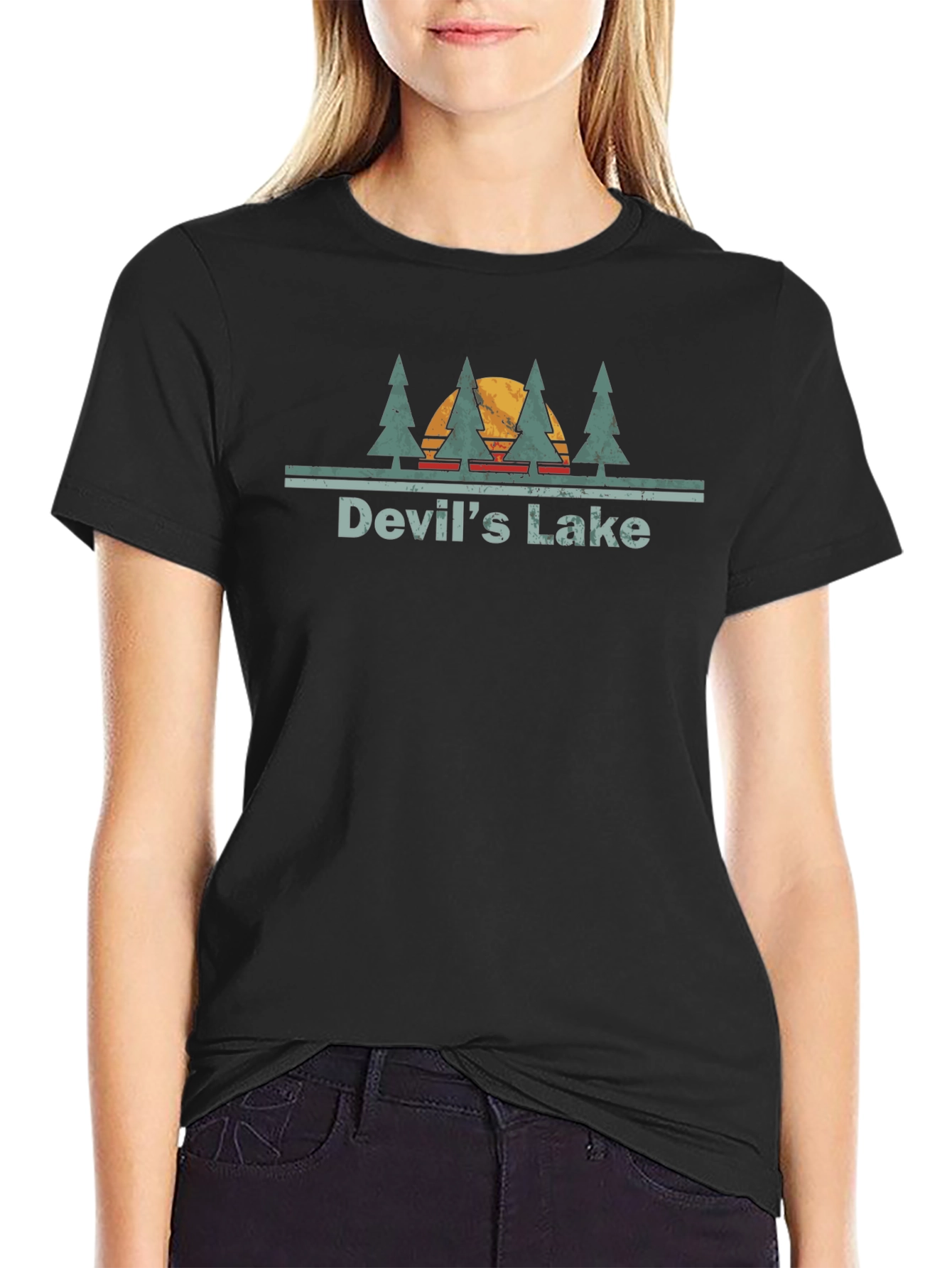 Devils Lake Retro Graphic Tee - Nature Lover Shirt
