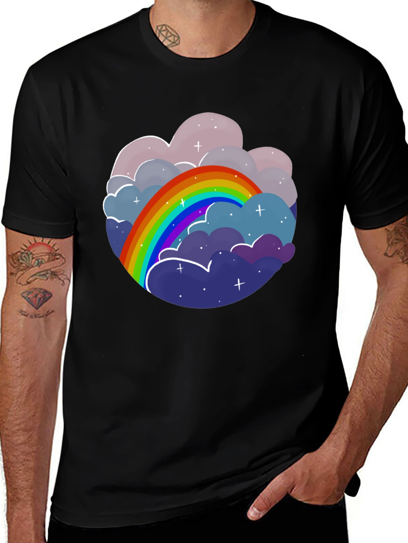 Rainbow Cloud Graphic Tee - Unisex Cotton T-Shirt