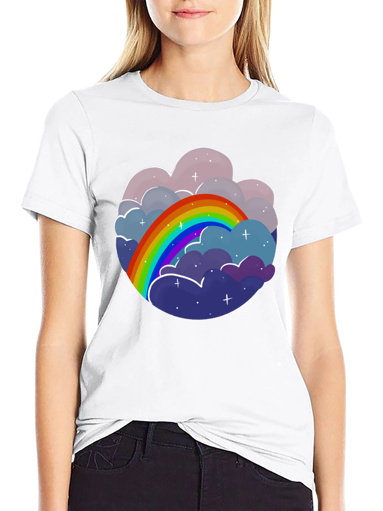 Rainbow Cloud Graphic Tee - Unisex Cotton T-Shirt