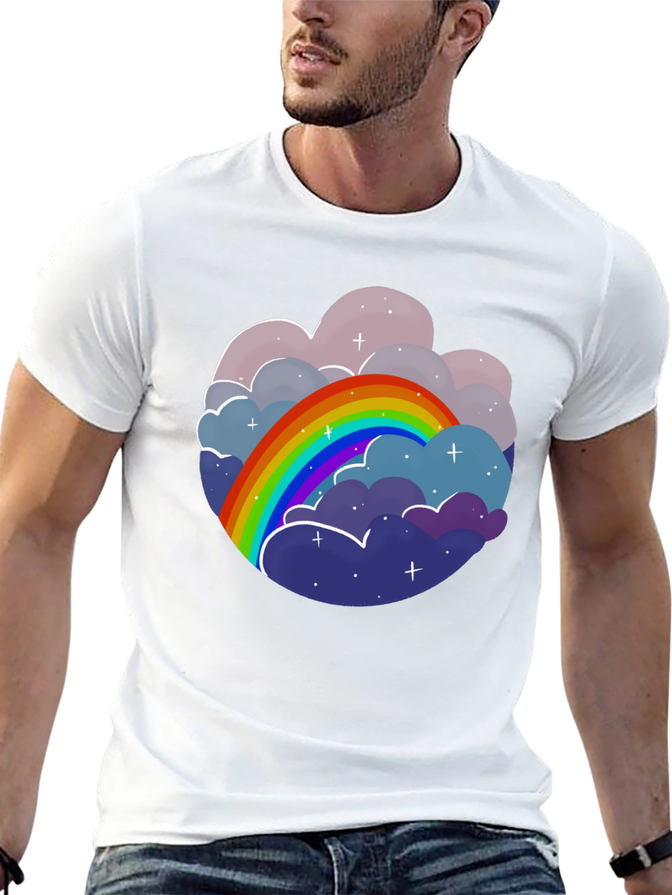 Rainbow Cloud Graphic Tee - Unisex Cotton T-Shirt