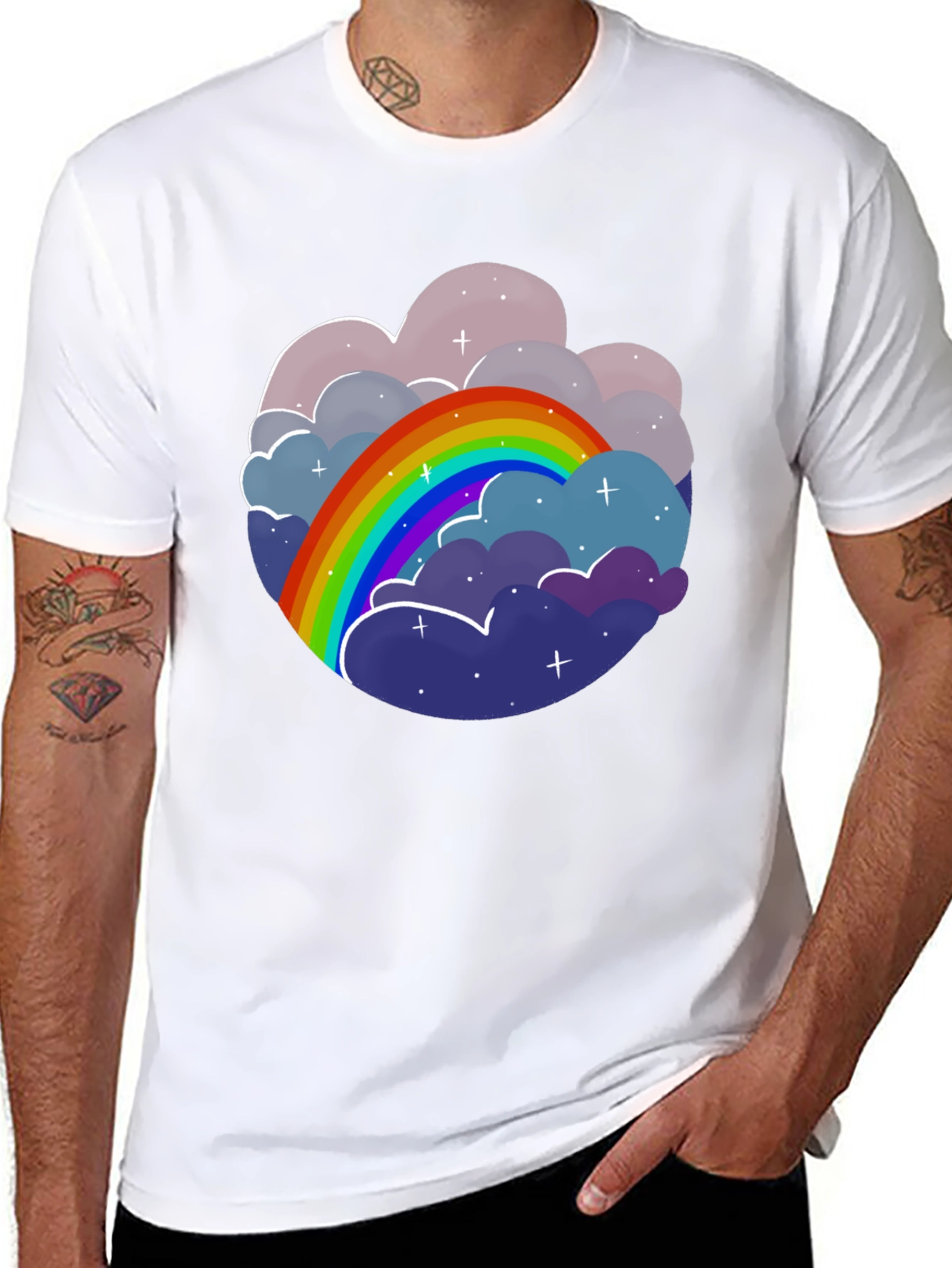 Rainbow Cloud Graphic Tee - Unisex Cotton T-Shirt