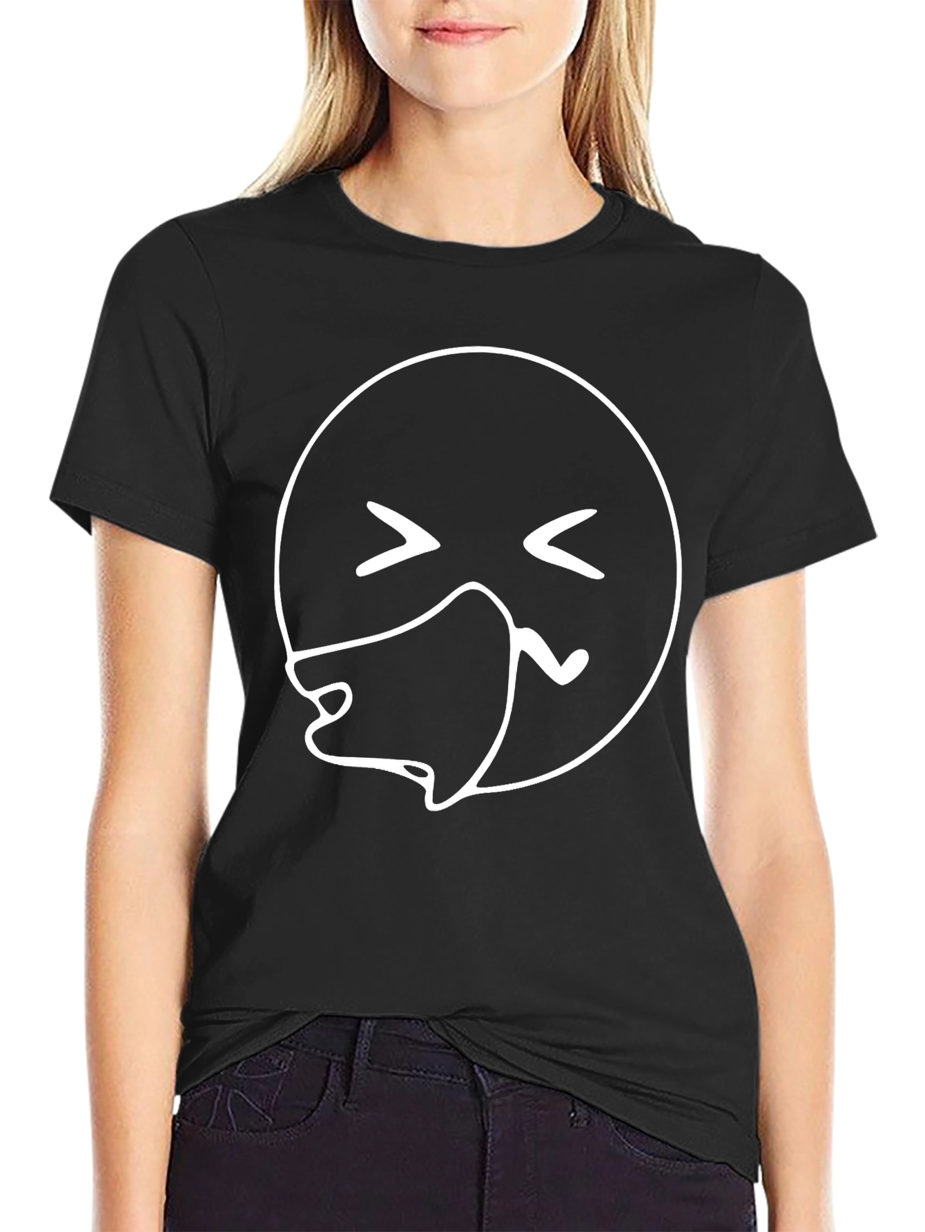 Sick Emoji Graphic Tee - Black Casual T-Shirt