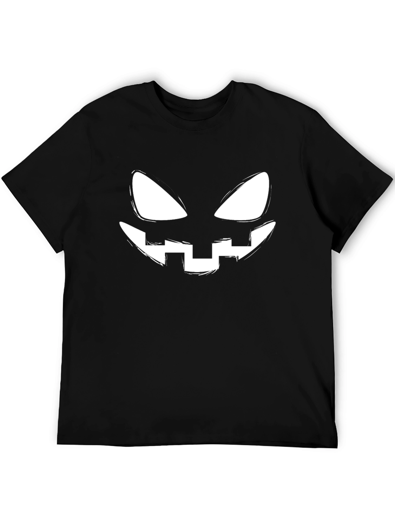 Halloween Pumpkin Face Graphic Tee - Black