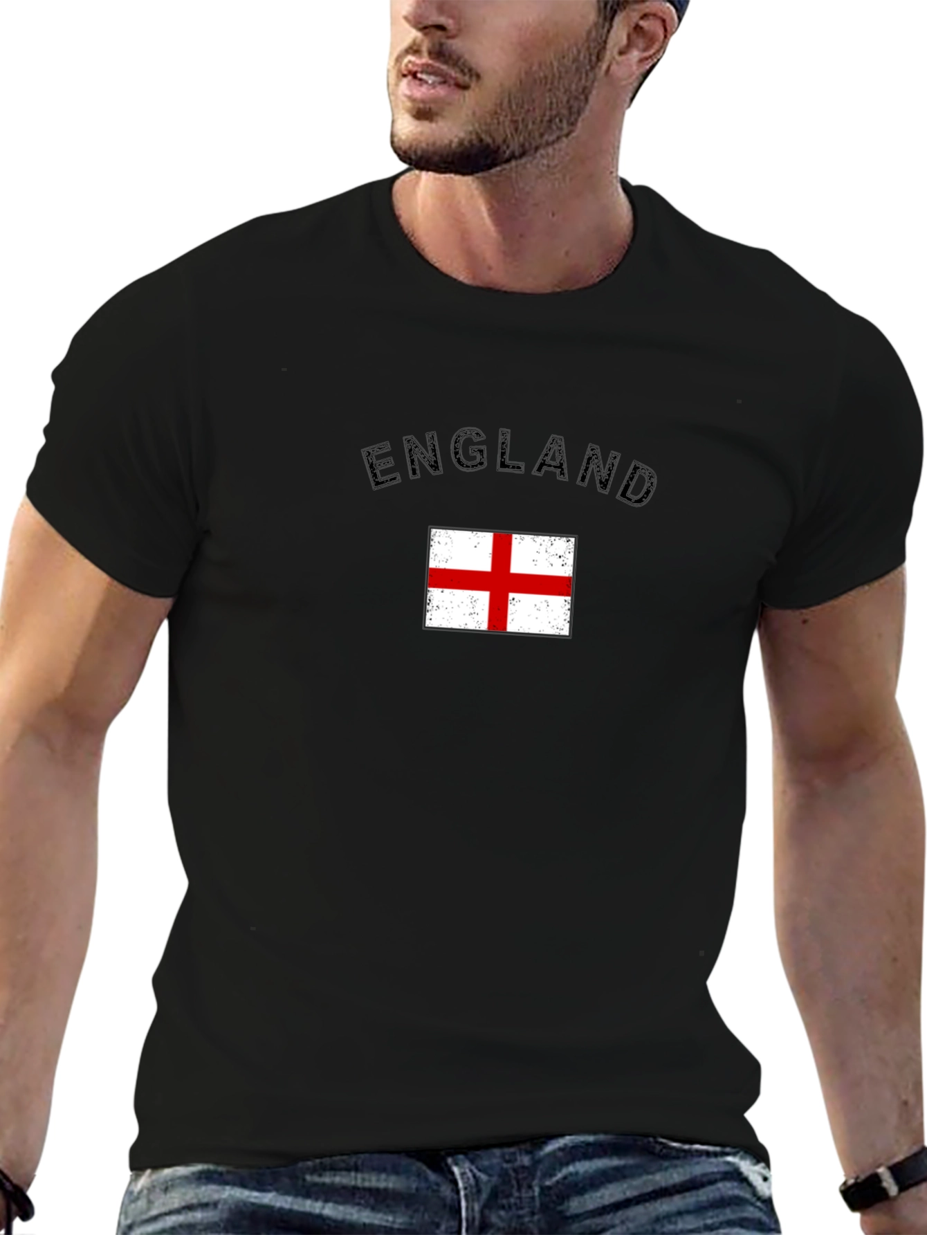 England Flag Graphic T-Shirt - Black