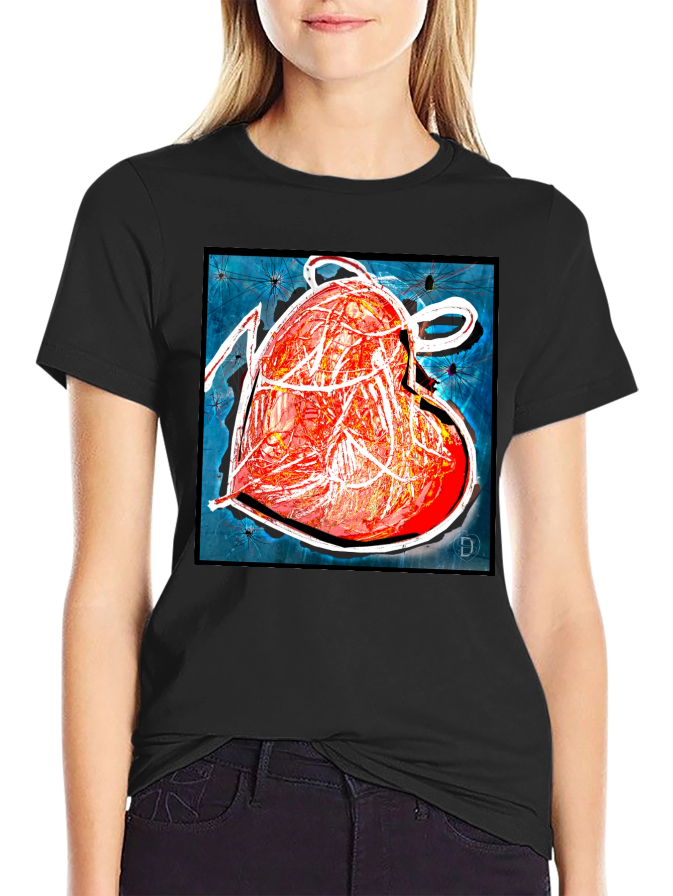 Abstract Heart Graphic T-Shirt - Modern Art Tee