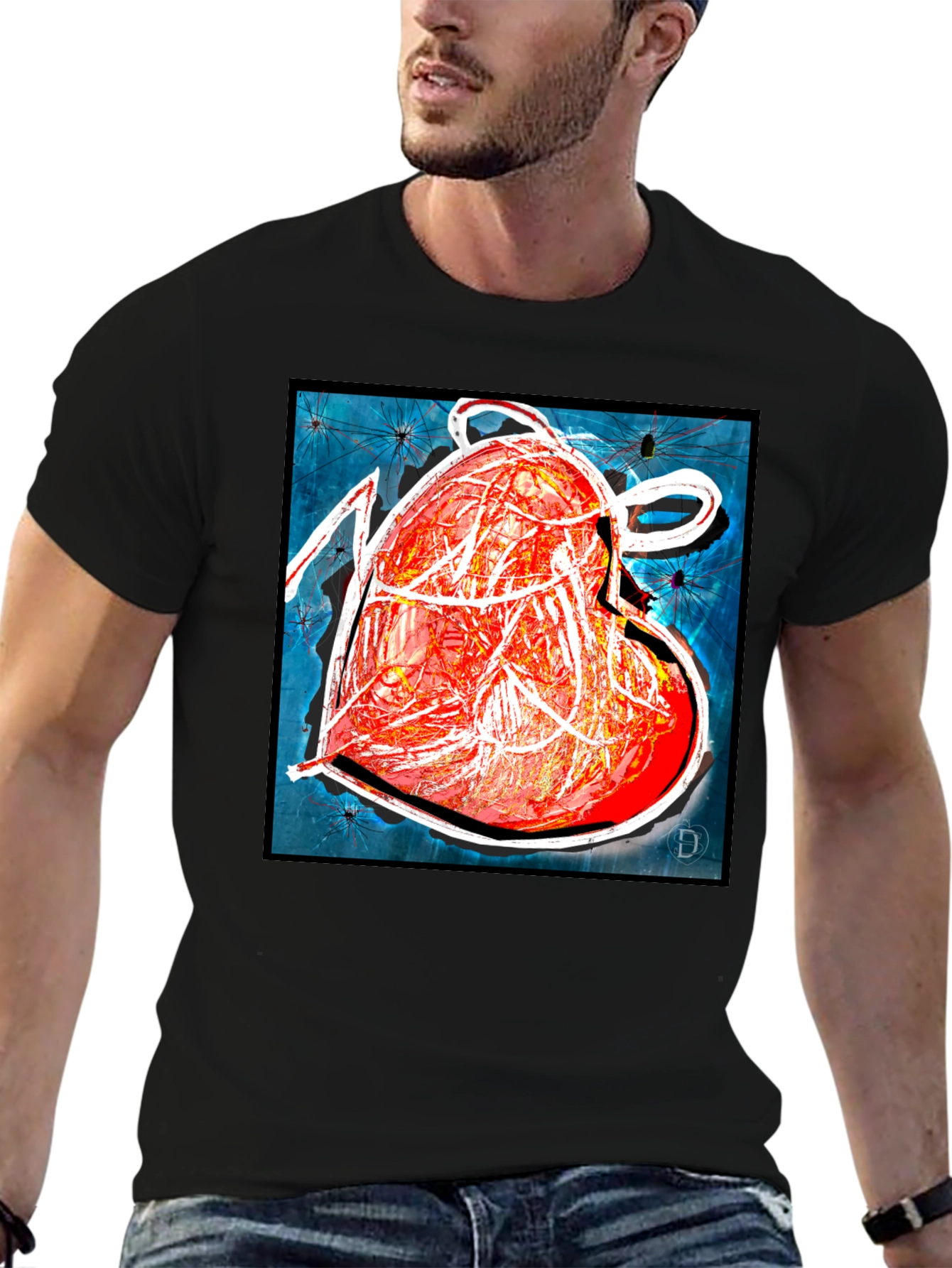 Abstract Heart Graphic T-Shirt - Modern Art Tee