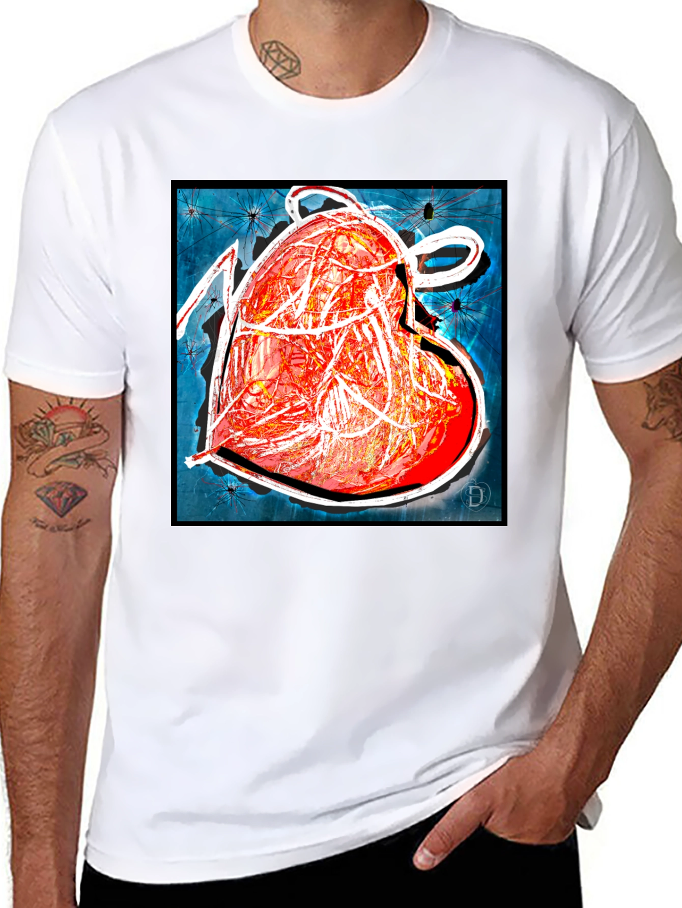 Abstract Heart Graphic T-Shirt - Modern Art Tee