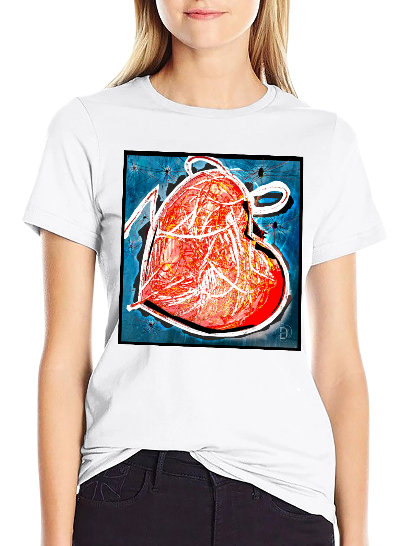 Abstract Heart Graphic T-Shirt - Modern Art Tee