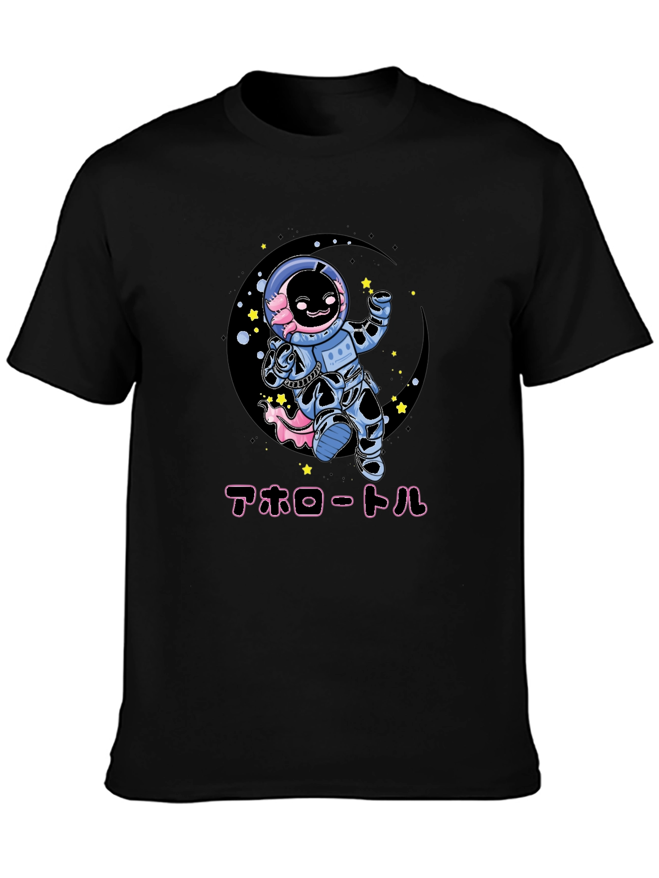 Axolotl Astronaut Black T-Shirt