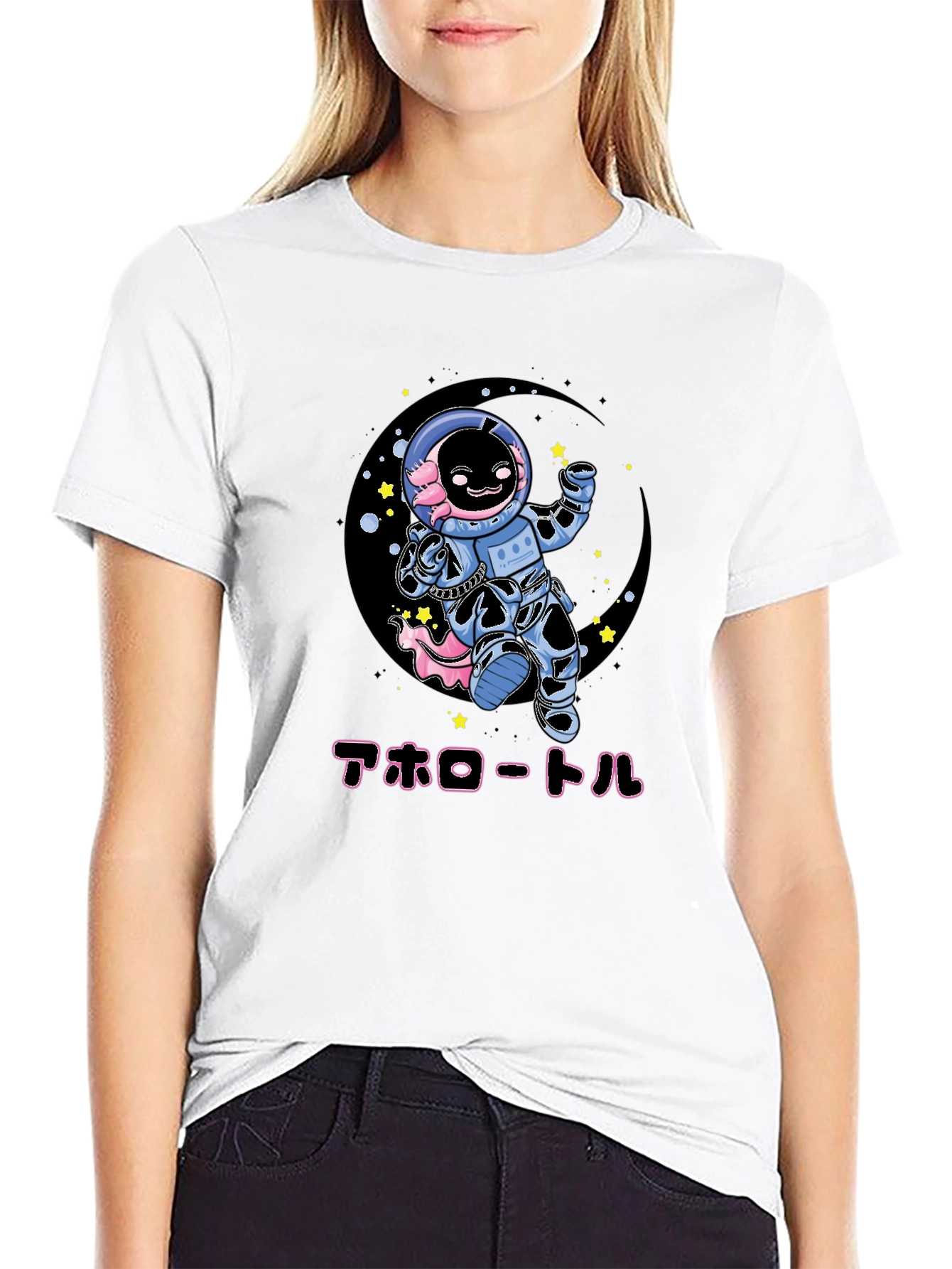 Axolotl Astronaut Black T-Shirt