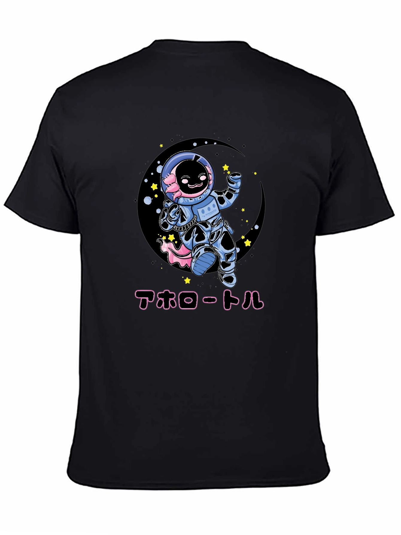 Axolotl Astronaut Black T-Shirt