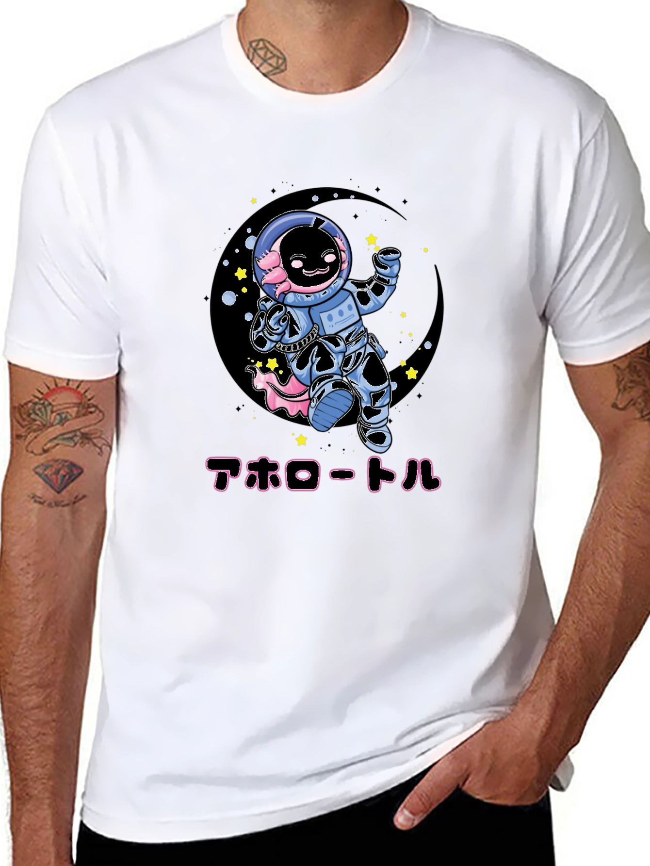 Axolotl Astronaut Black T-Shirt