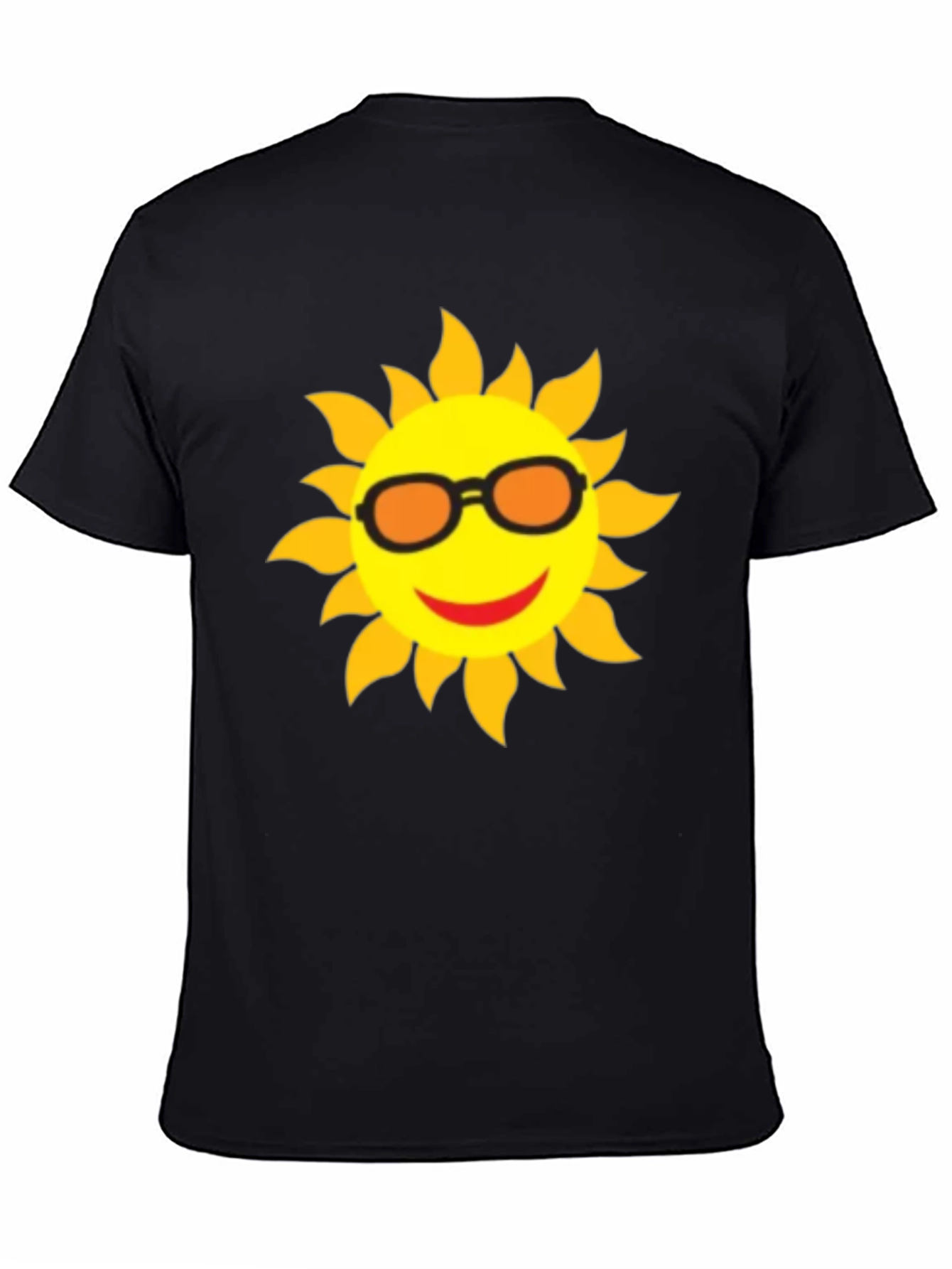 Happy Sun Graphic Tee - Black Cotton T-Shirt
