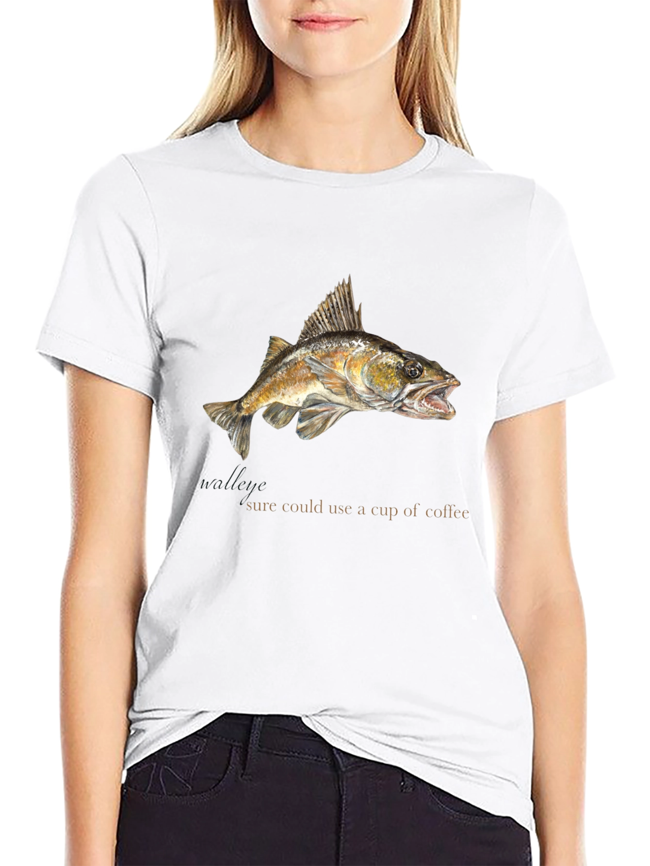 Funny Fish & Coffee T-Shirt - Unique Graphic Tee