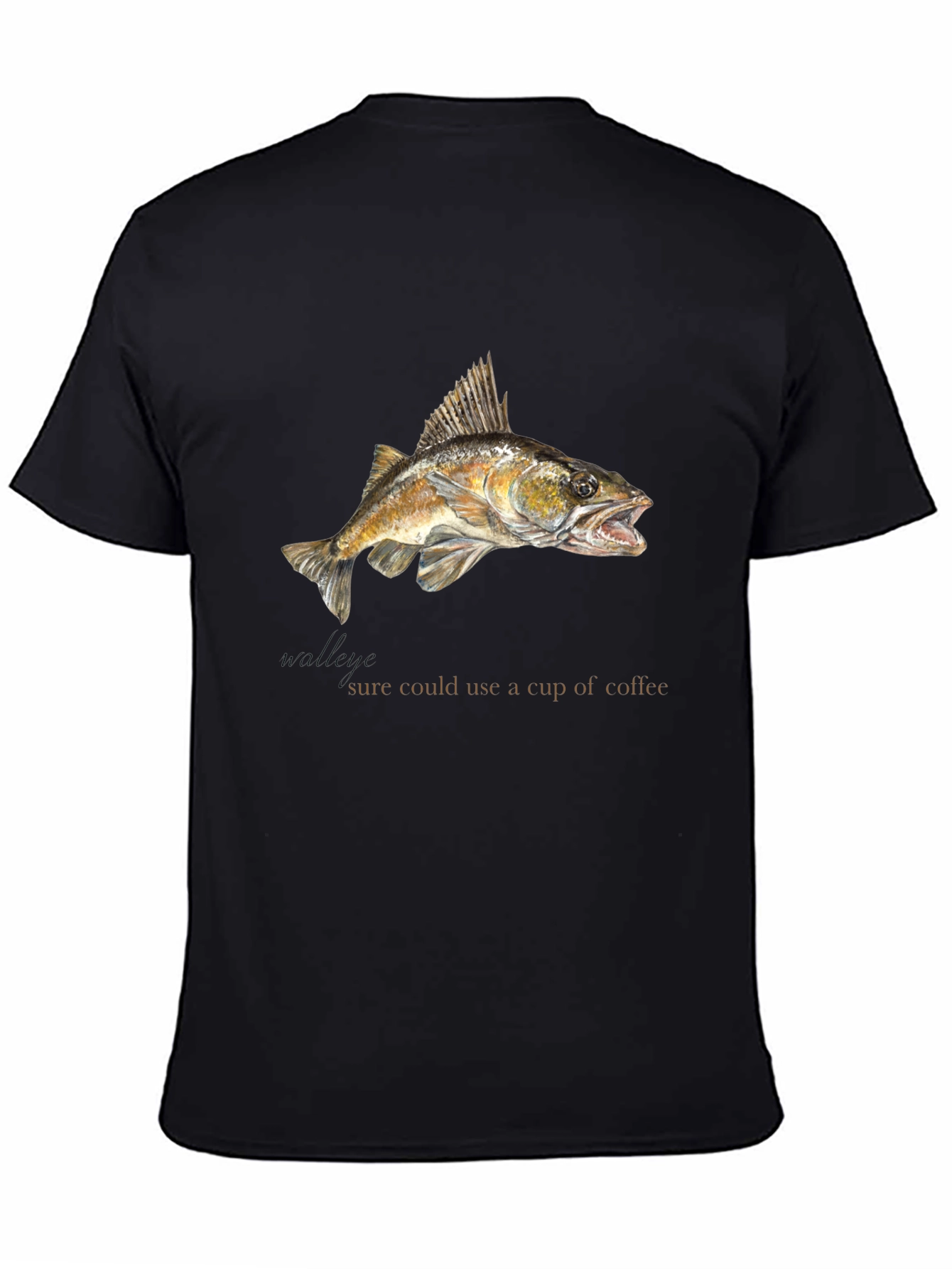 Funny Fish & Coffee T-Shirt - Unique Graphic Tee