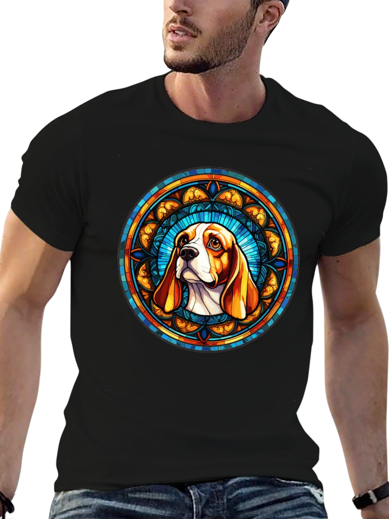 Dog Breed Art T-Shirt | Stained Glass Beagle Tee