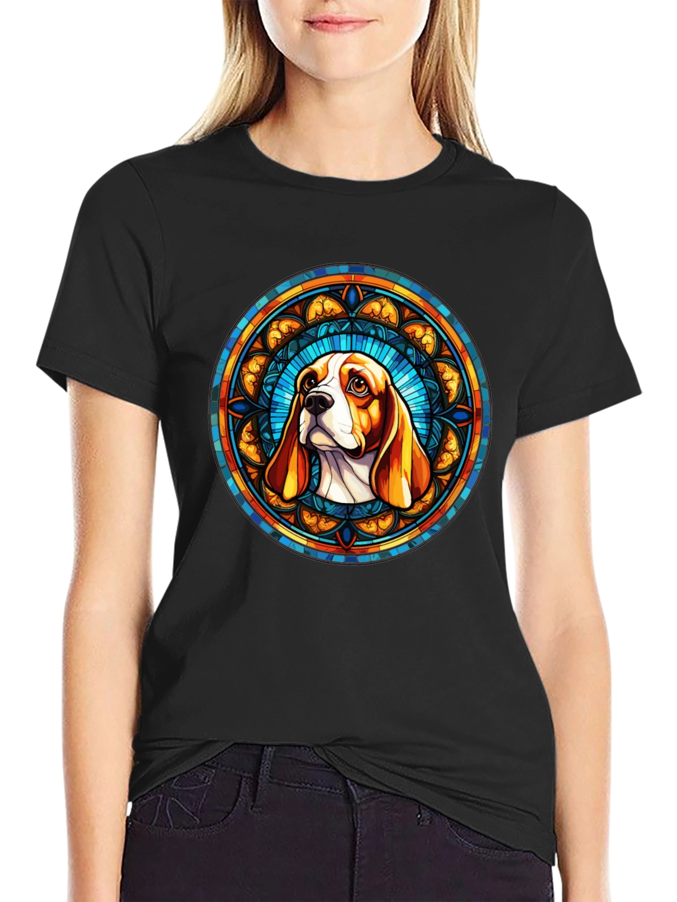 Dog Breed Art T-Shirt | Stained Glass Beagle Tee