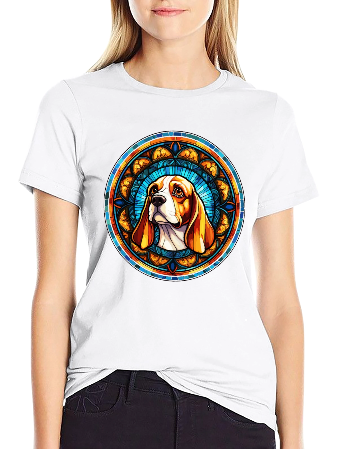 Dog Breed Art T-Shirt | Stained Glass Beagle Tee