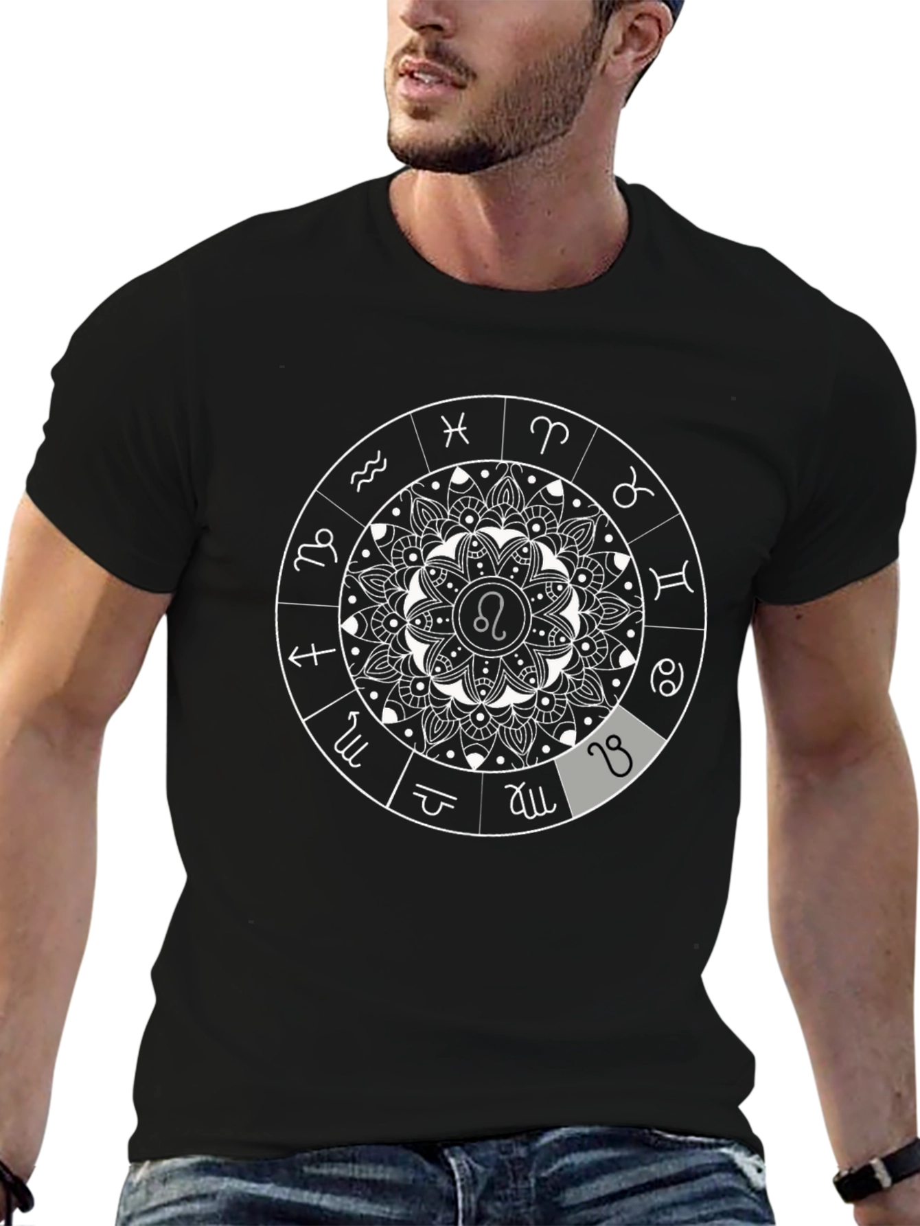 Zodiac Mandala Graphic Tee - Black T-Shirt