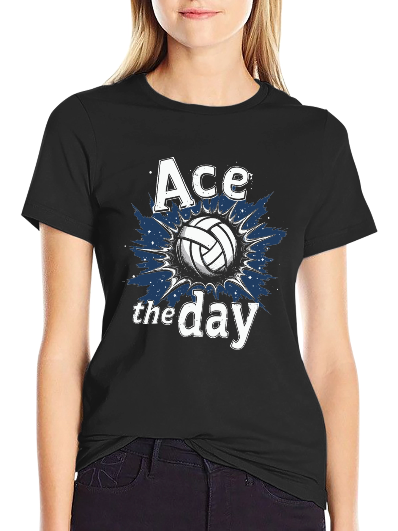 Ace the Day Volleyball Graphic Tee - Black