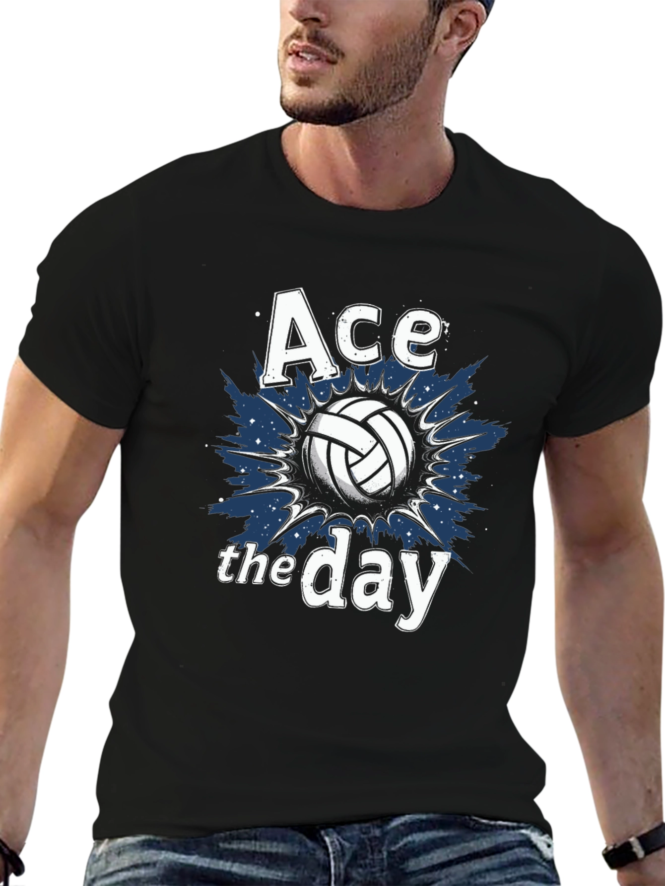 Ace the Day Volleyball Graphic Tee - Black