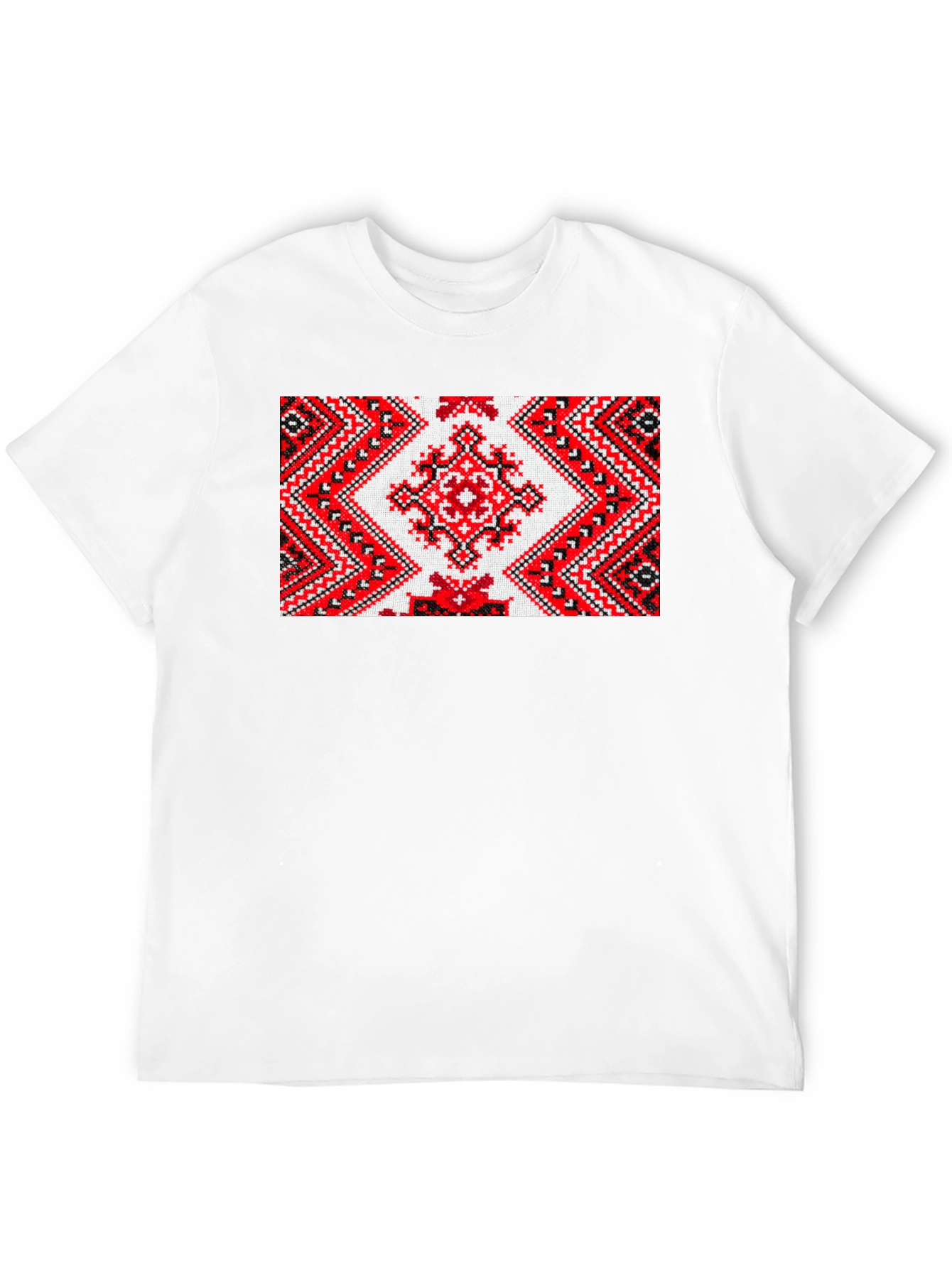Embroidered Pattern Tee - Unique Design