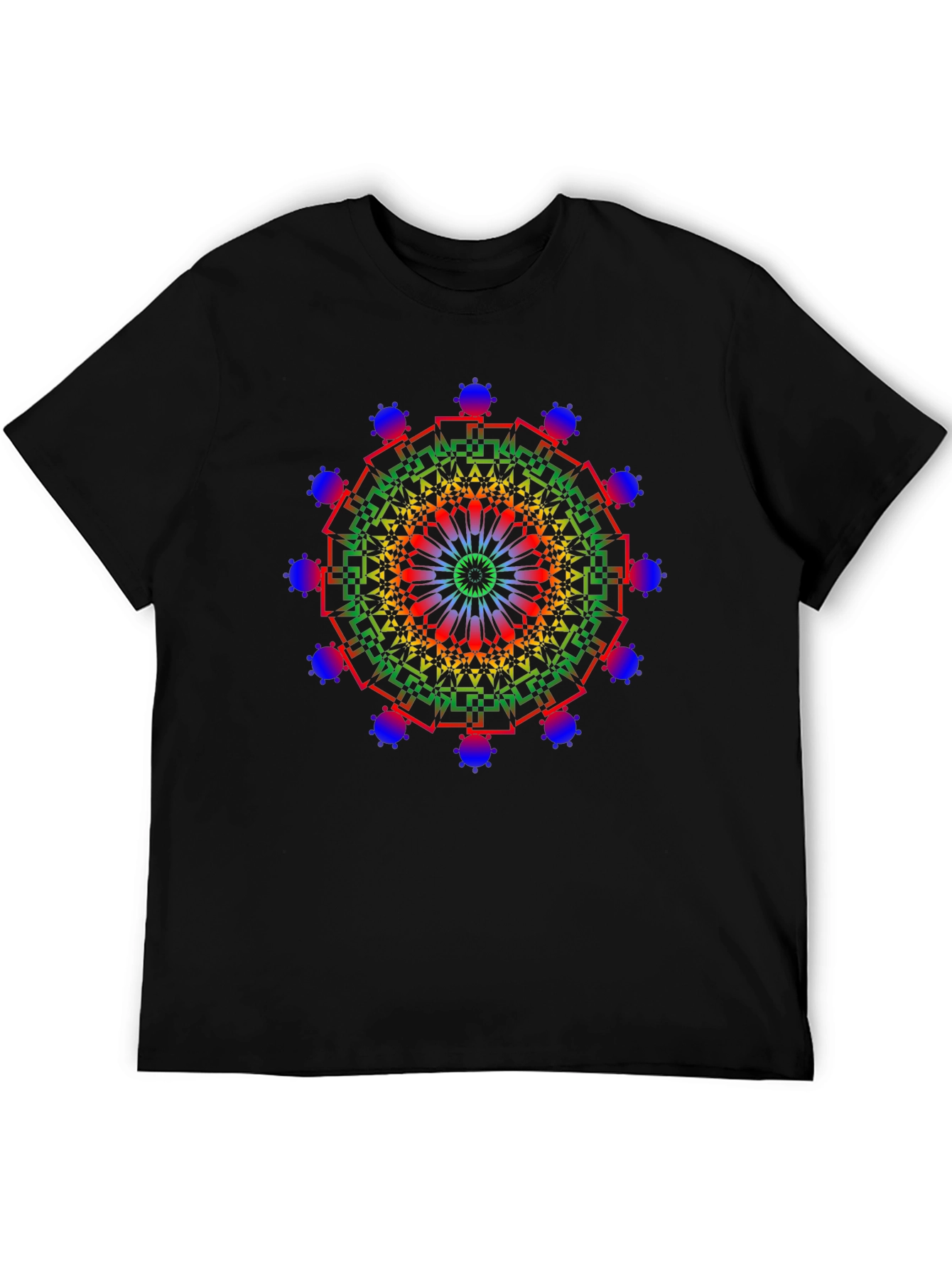 Rainbow Mandala Graphic Tee - Mens Black T-Shirt