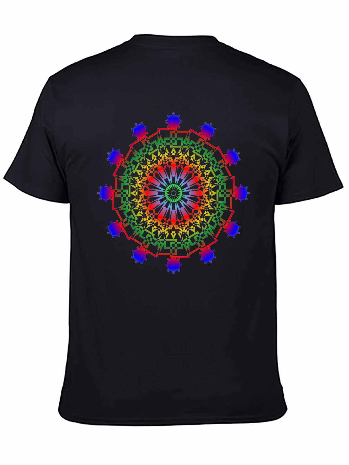 Rainbow Mandala Graphic Tee - Mens Black T-Shirt