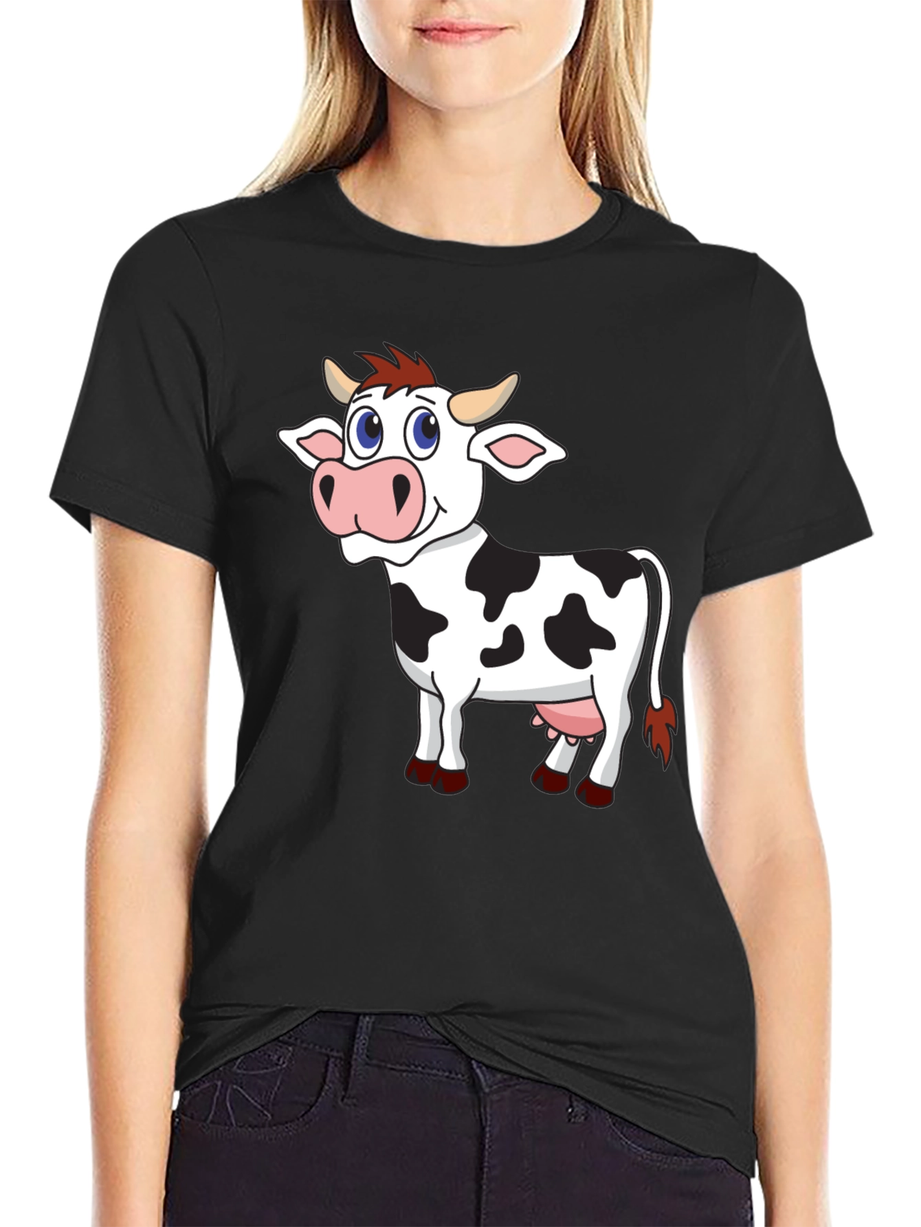 Cartoon Cow Graphic Tee - Fun & Unique
