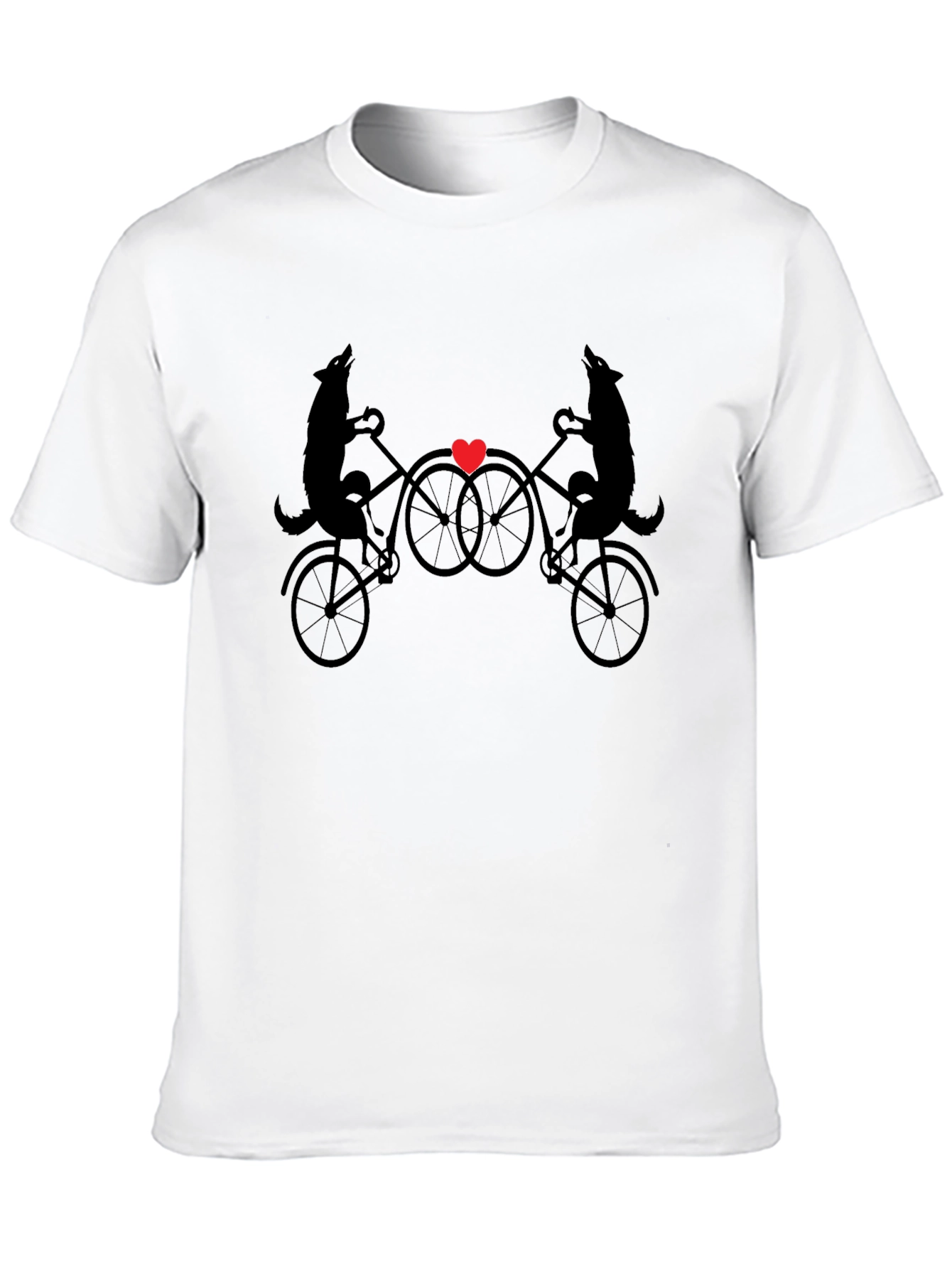 Wolf Bike Ride Graphic T-Shirt - Black