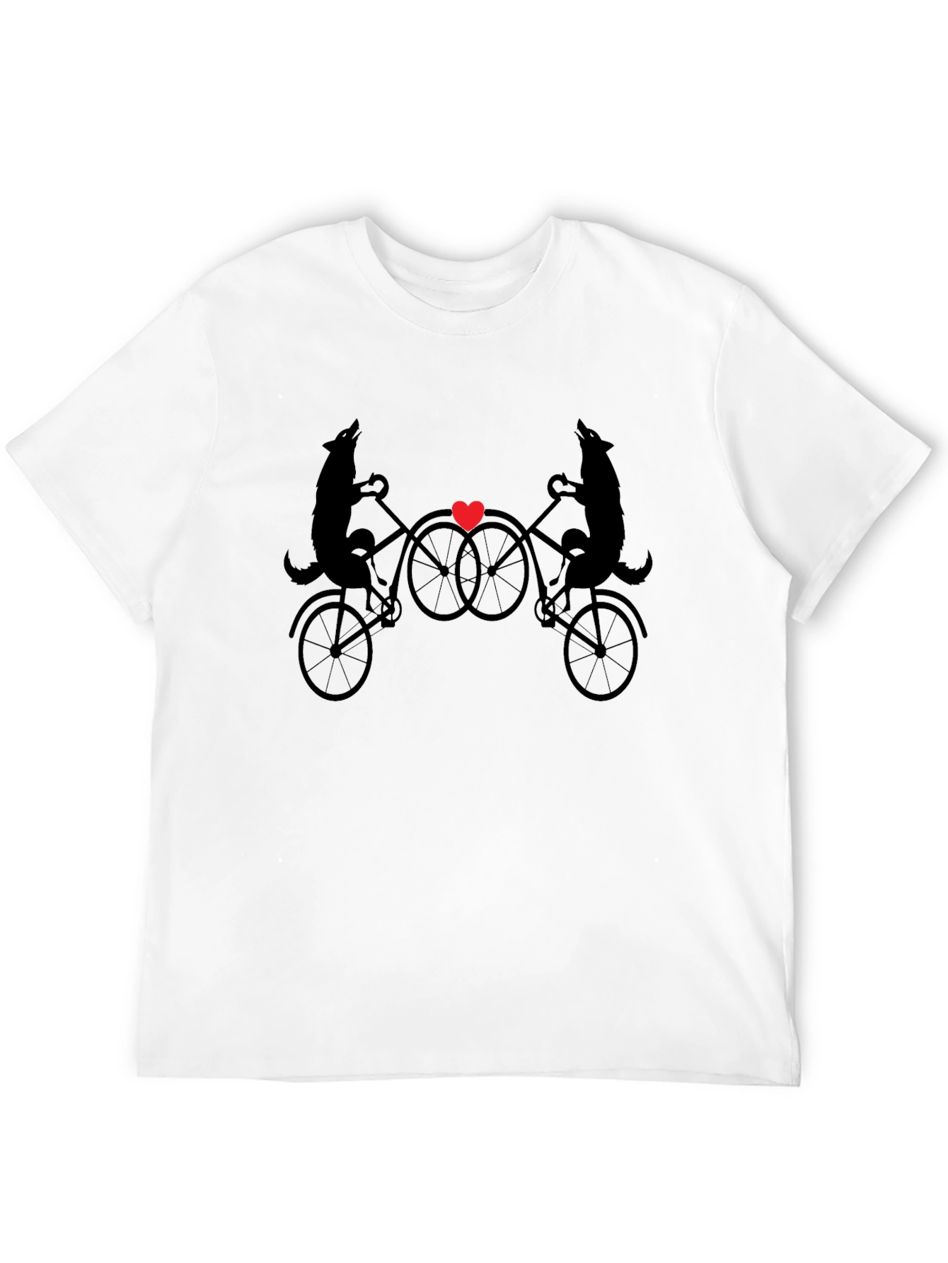 Wolf Bike Ride Graphic T-Shirt - Black